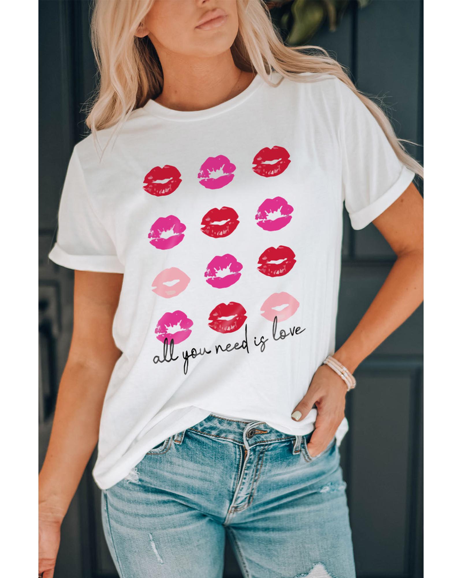 Azura Exchange Valentines Kisses Graphic Tee - S