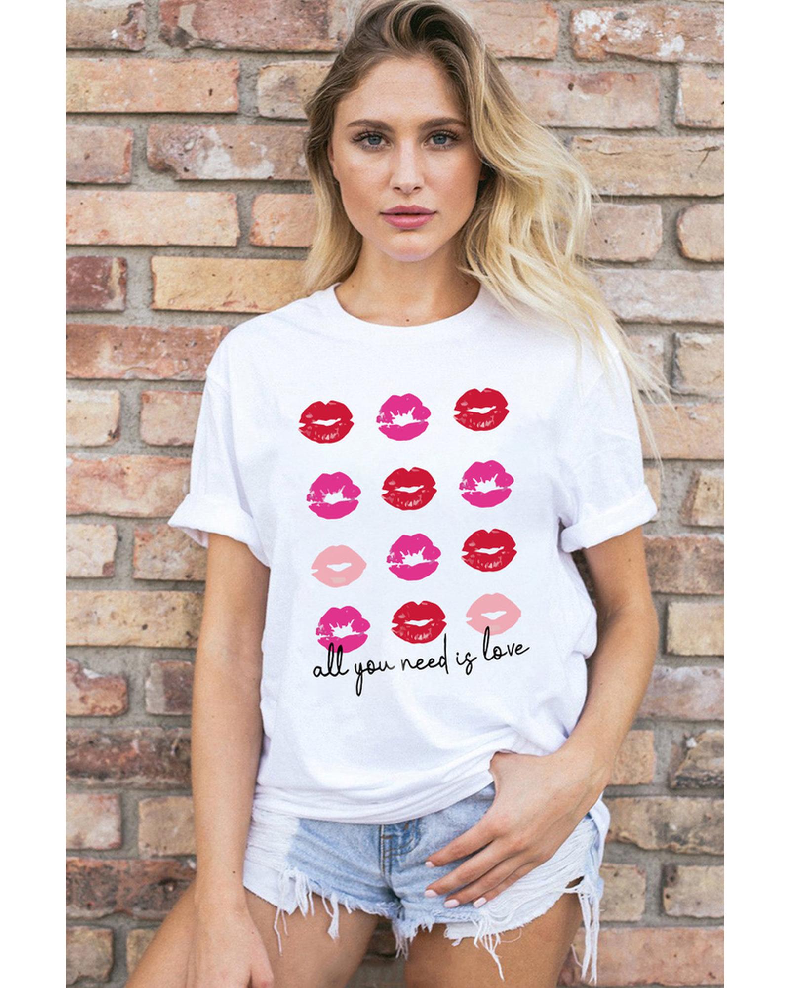 Azura Exchange Valentines Kisses Graphic Tee - S