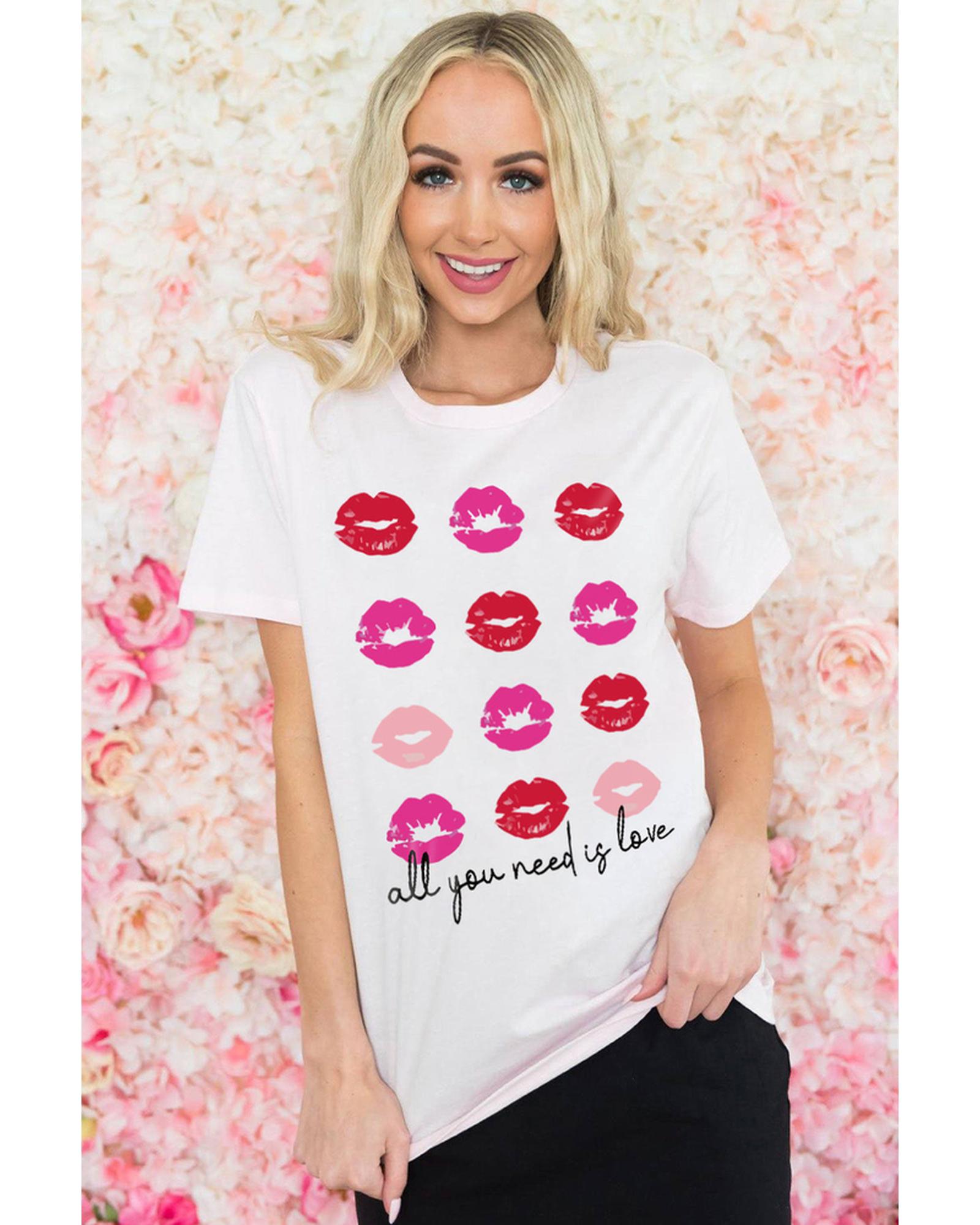 Azura Exchange Valentines Kisses Graphic Tee - S