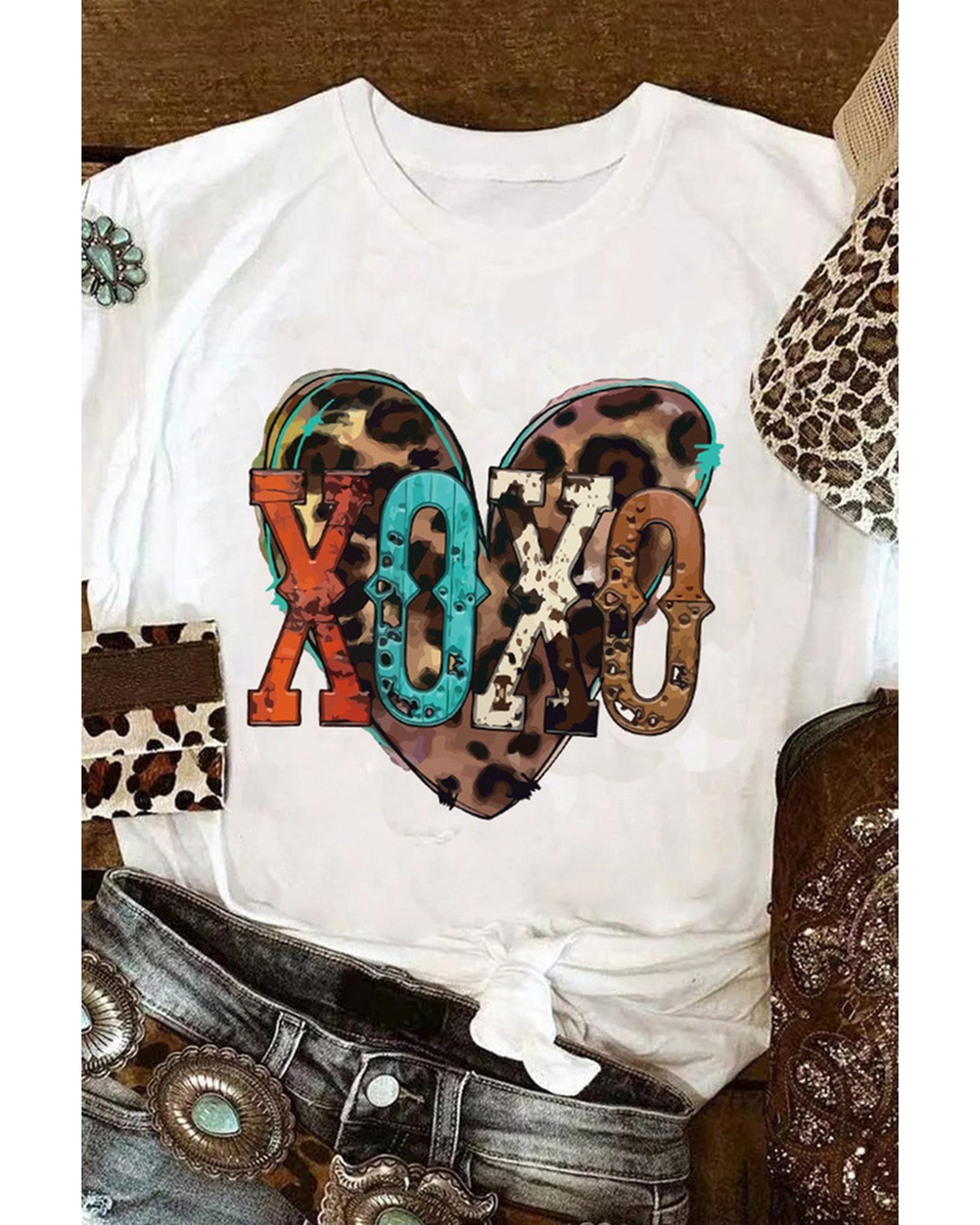 Azura Exchange Heart Shaped Print Crew Neck Graphic Tee - L