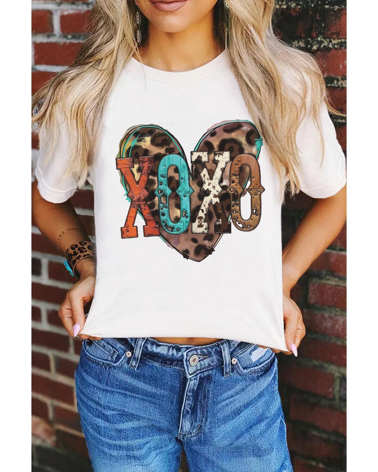 Azura Exchange Heart Shaped Print Crew Neck Graphic Tee - L