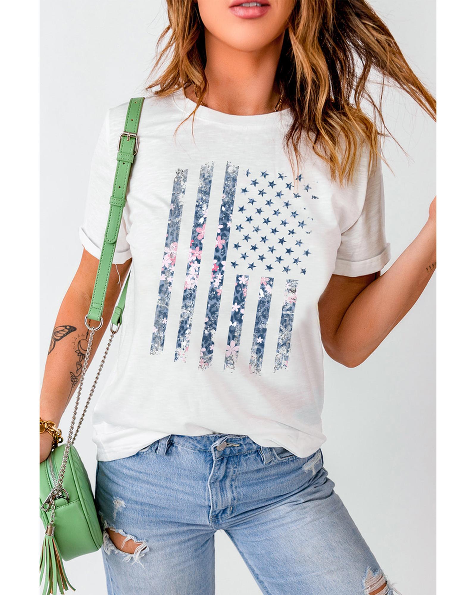 Azura Exchange American Flag Pint Short Sleeve Tee - M
