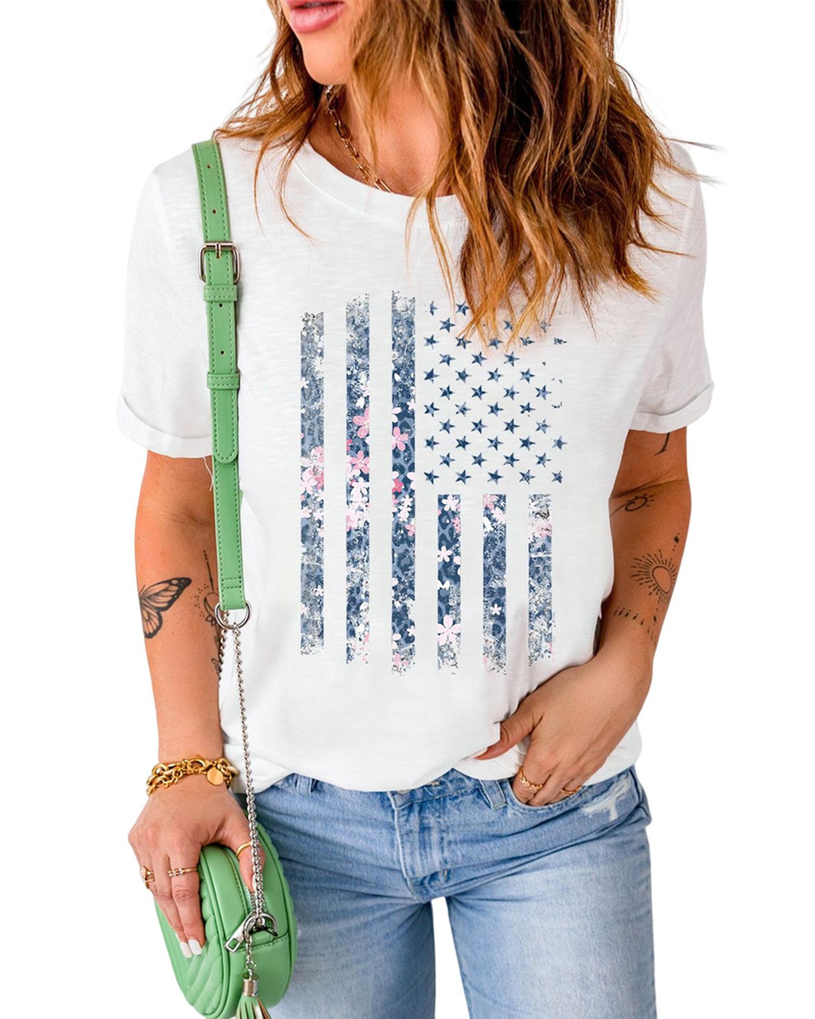 Azura Exchange American Flag Pint Short Sleeve Tee - S