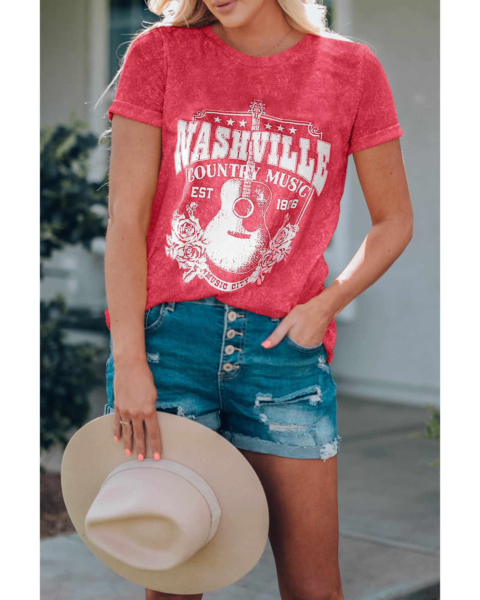 Azura Exchange Music City Graphic Mineral Washed Tee - XL