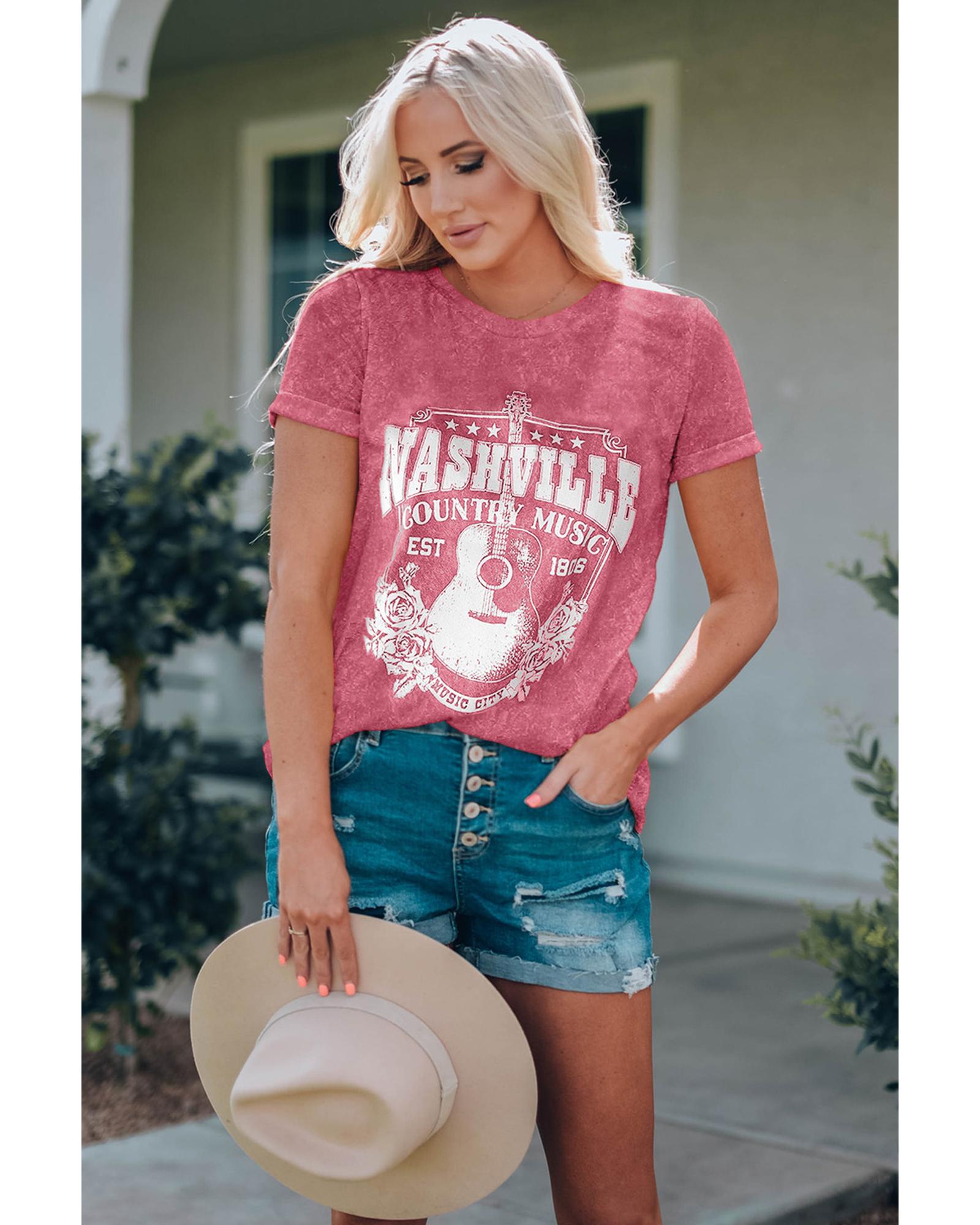 Azura Exchange Music City Graphic Mineral Washed Tee - XL