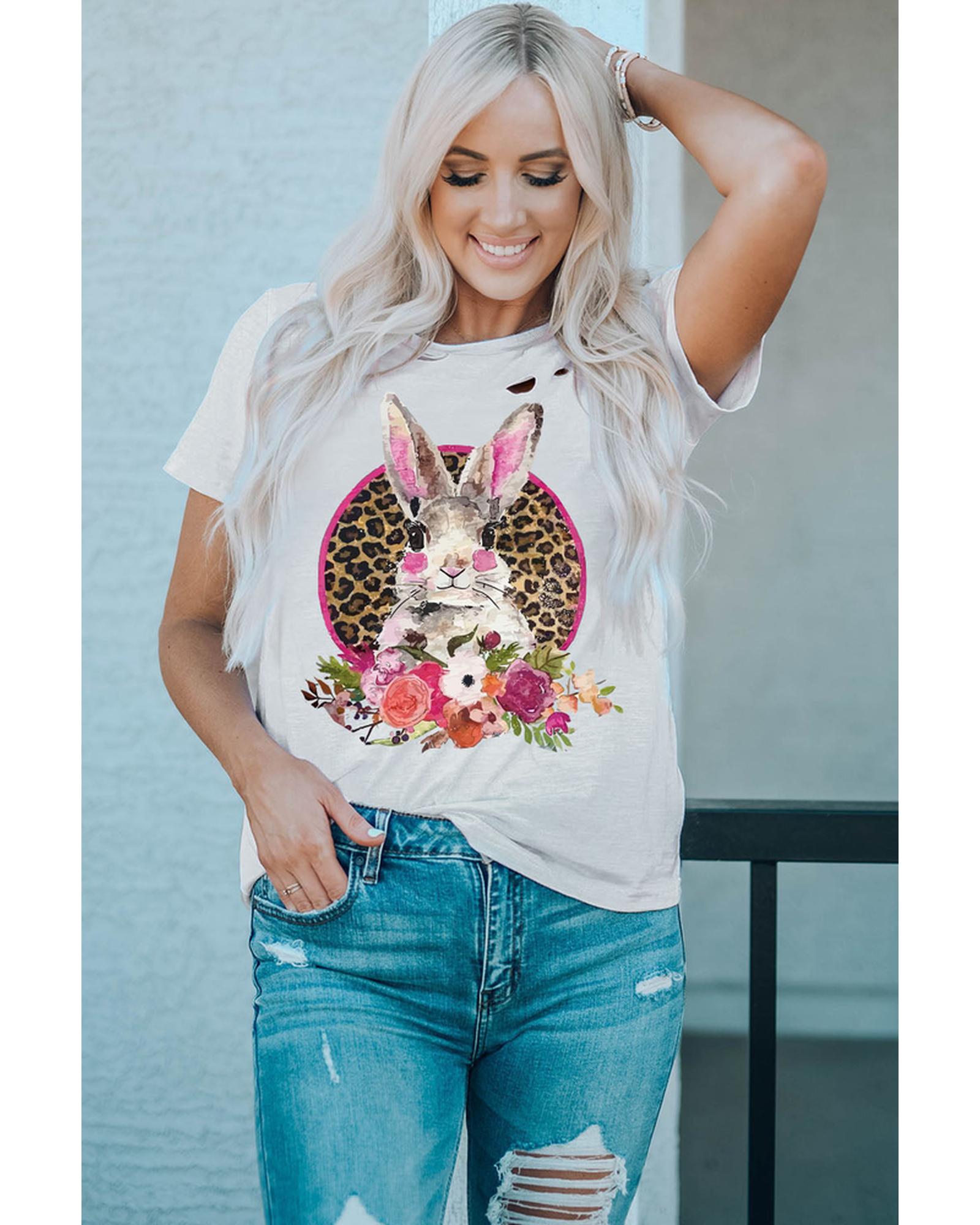 Azura Exchange Distressed Bunny T Shirt - S