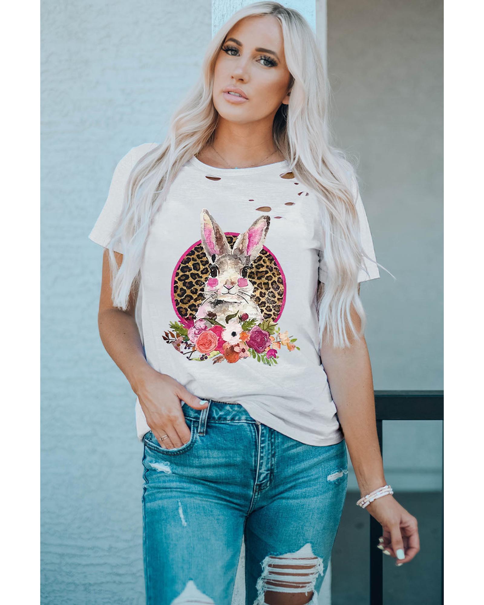 Azura Exchange Distressed Bunny T Shirt - S