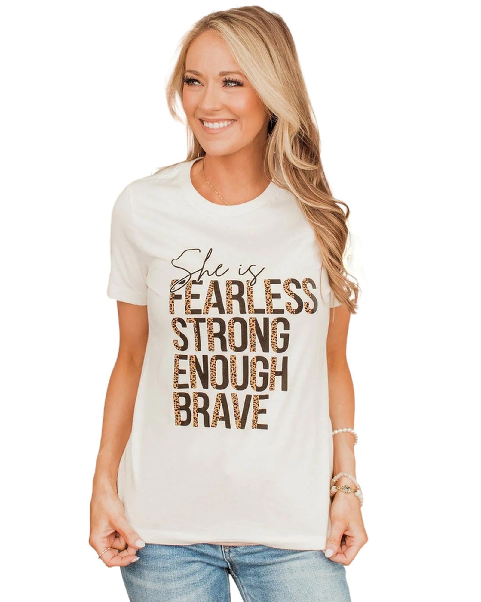 Azura Exchange FEARLESS STRONG ENOUGH BRAVE Graphic Tee - L