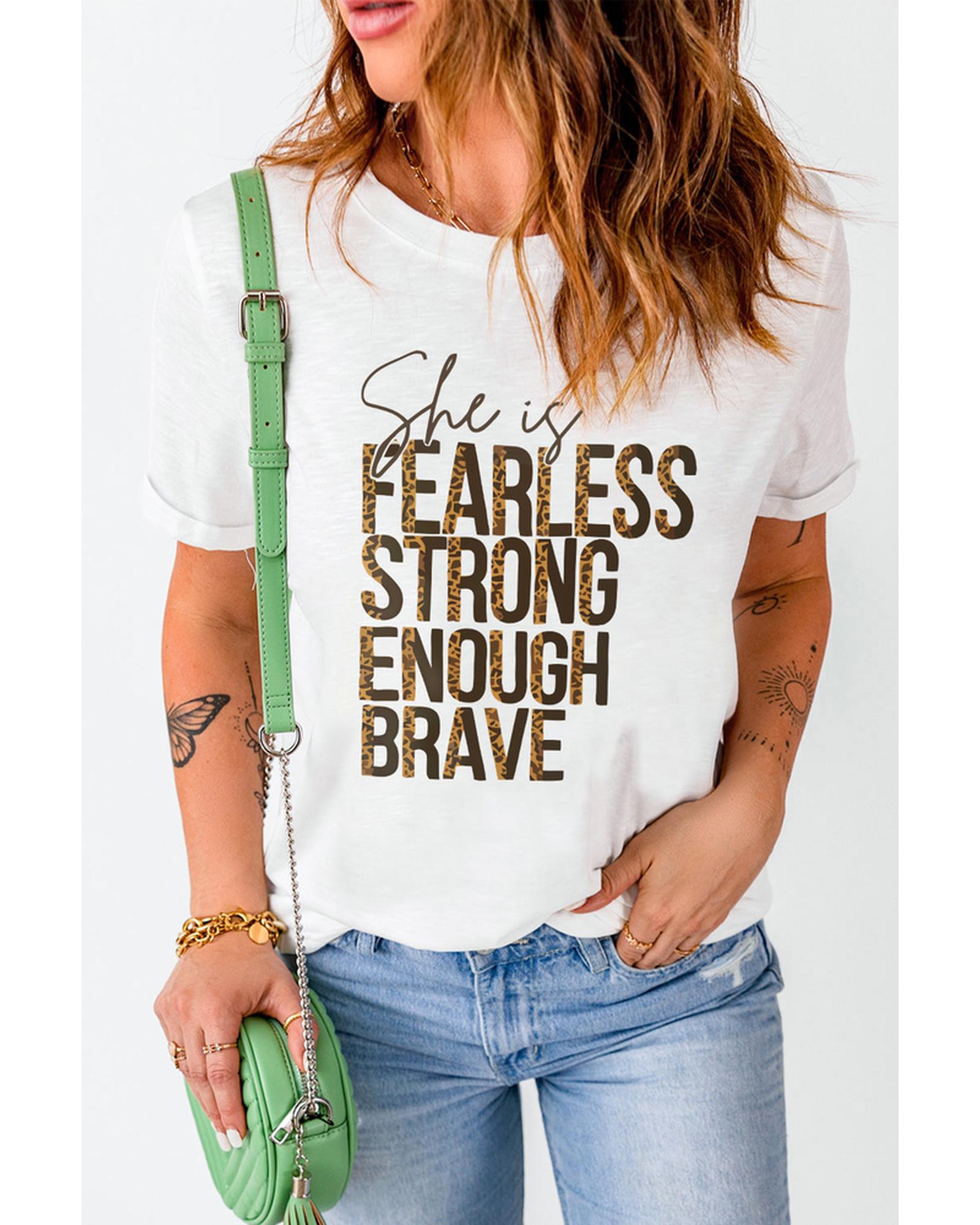Azura Exchange FEARLESS STRONG ENOUGH BRAVE Graphic Tee - M
