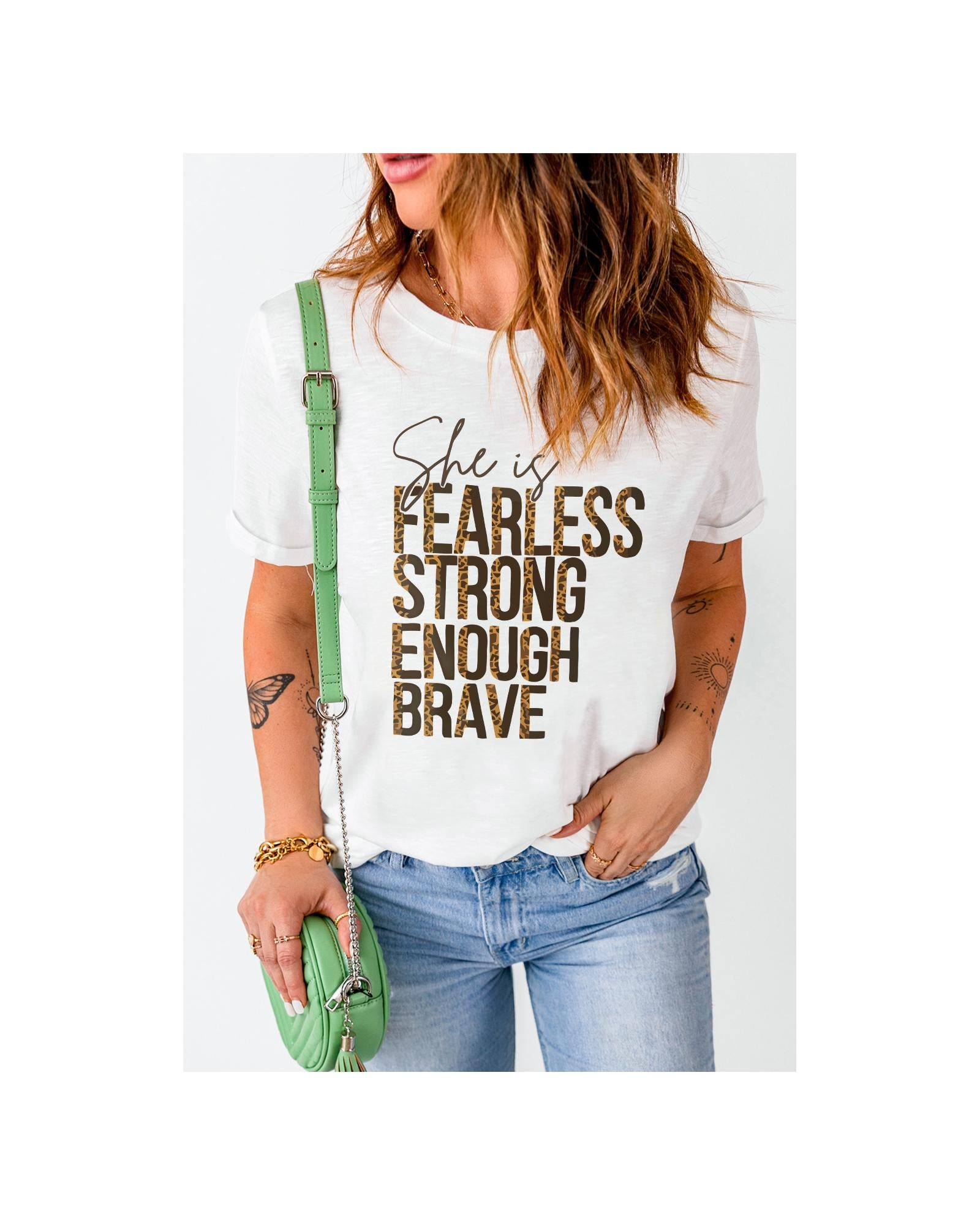 Azura Exchange FEARLESS STRONG ENOUGH BRAVE Graphic Tee - M