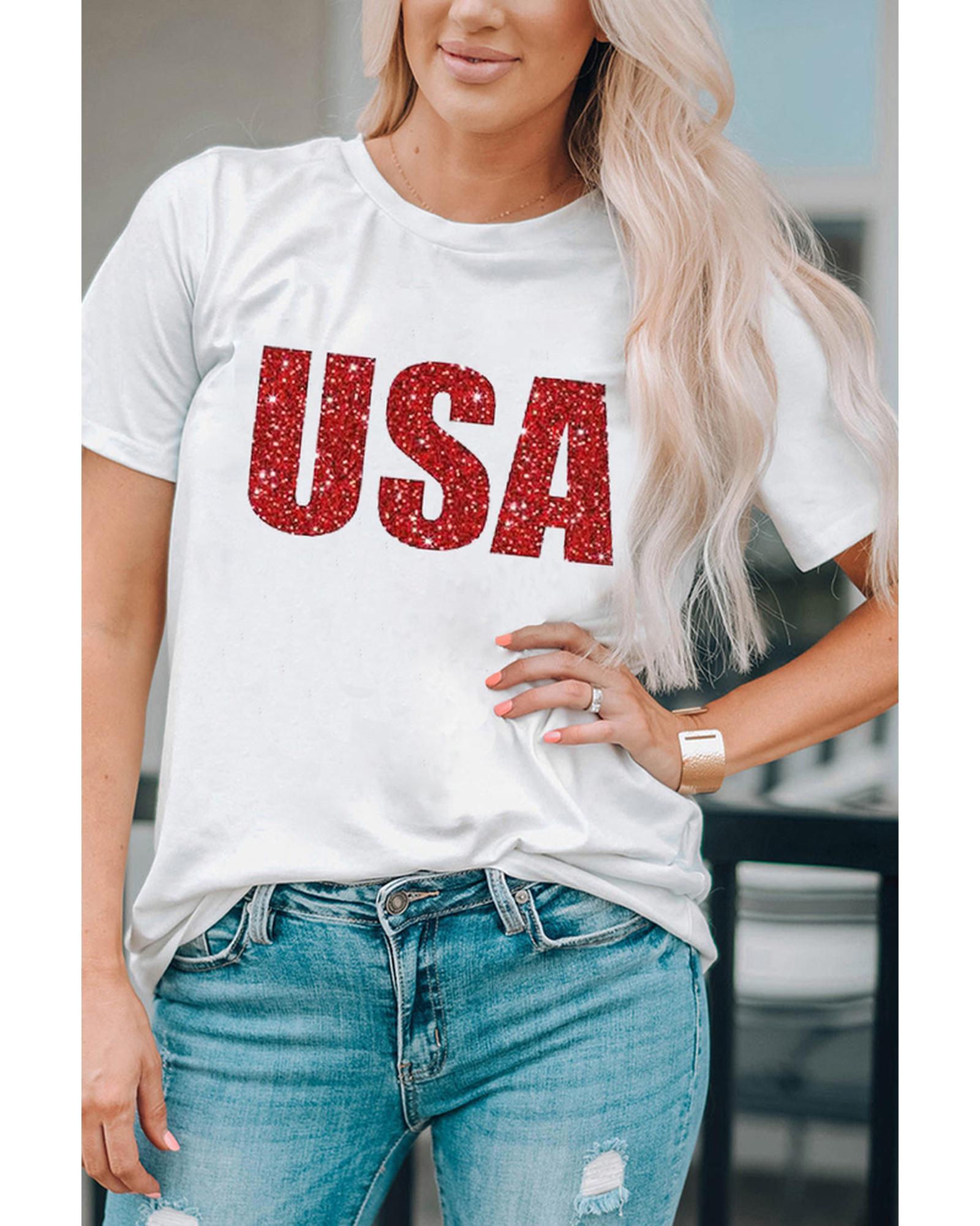 Azura Exchange Glitter Pattern Print Short Sleeve T Shirt - M