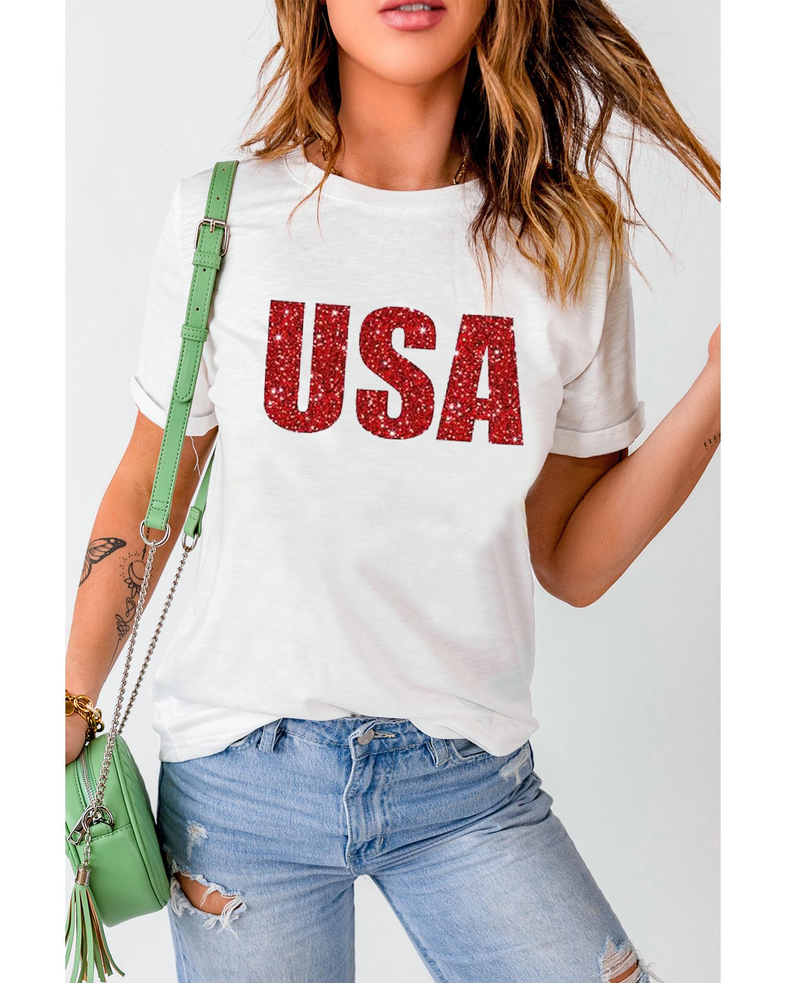 Azura Exchange Glitter Pattern Print Short Sleeve T Shirt - M