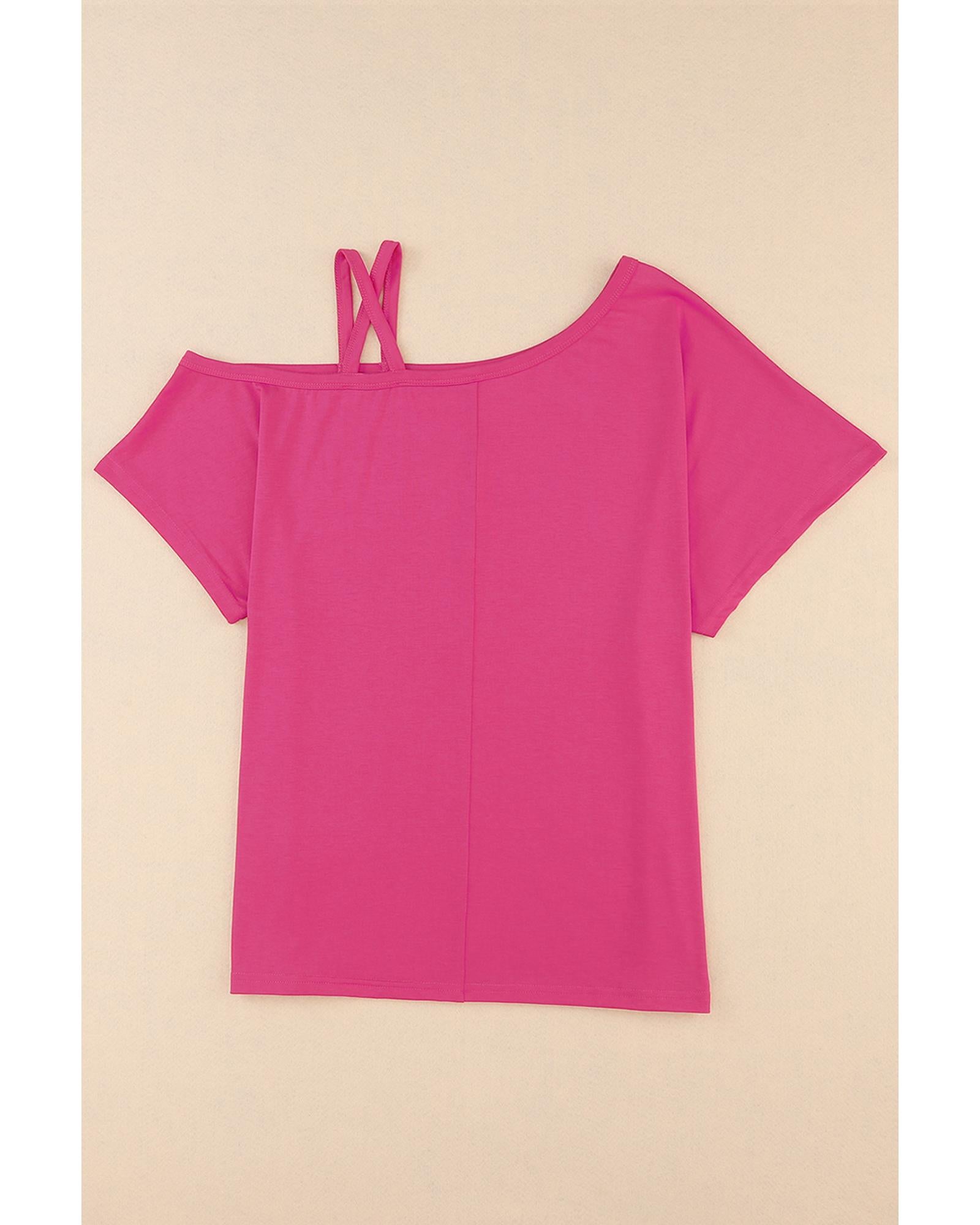 Azura Exchange One Shoulder Asymmetric Criss Cross T-Shirt - XL