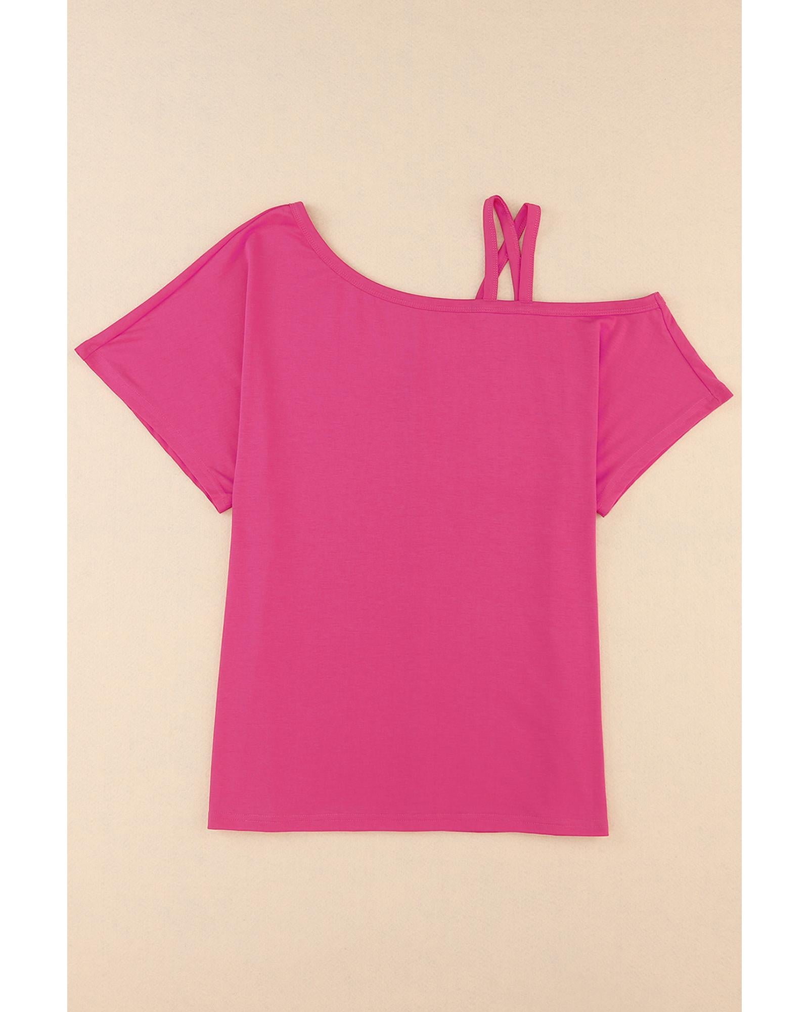 Azura Exchange One Shoulder Asymmetric Criss Cross T-Shirt - XL