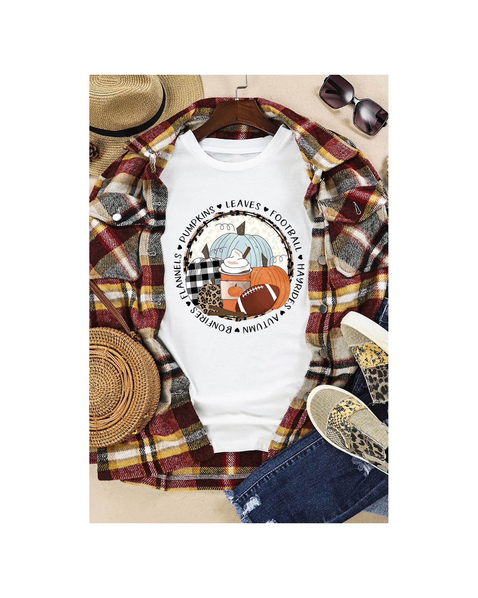Azura Exchange Autumn Vibes Pumpkin Graphic T-shirt - M