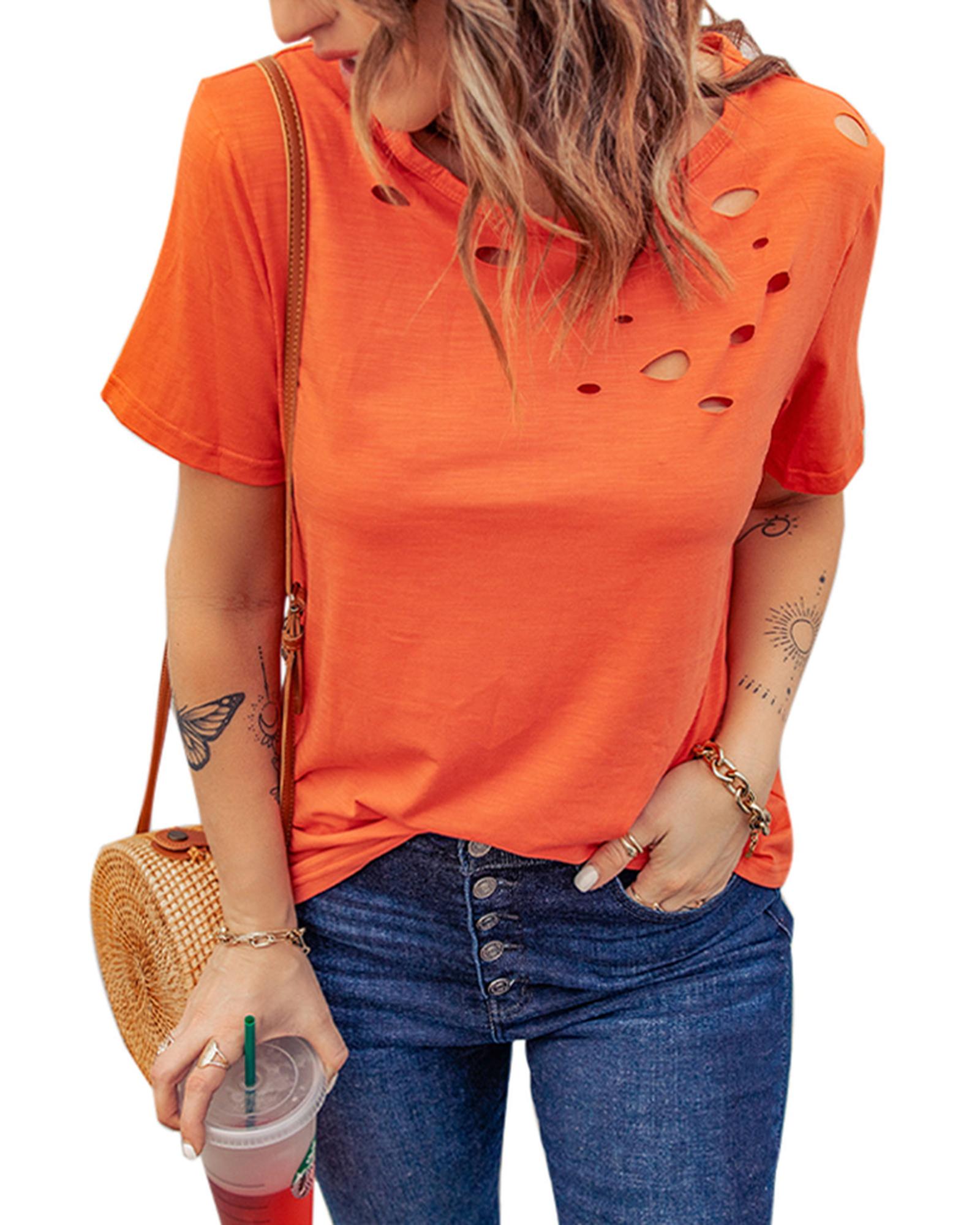 Azura Exchange Crew Neck Cotton Mixed T-shirt - S