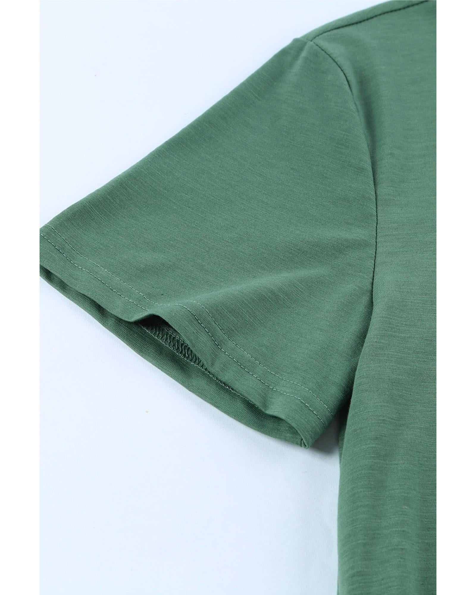 Azura Exchange Holes Crew Neck Cotton Mixed T-shirt - L