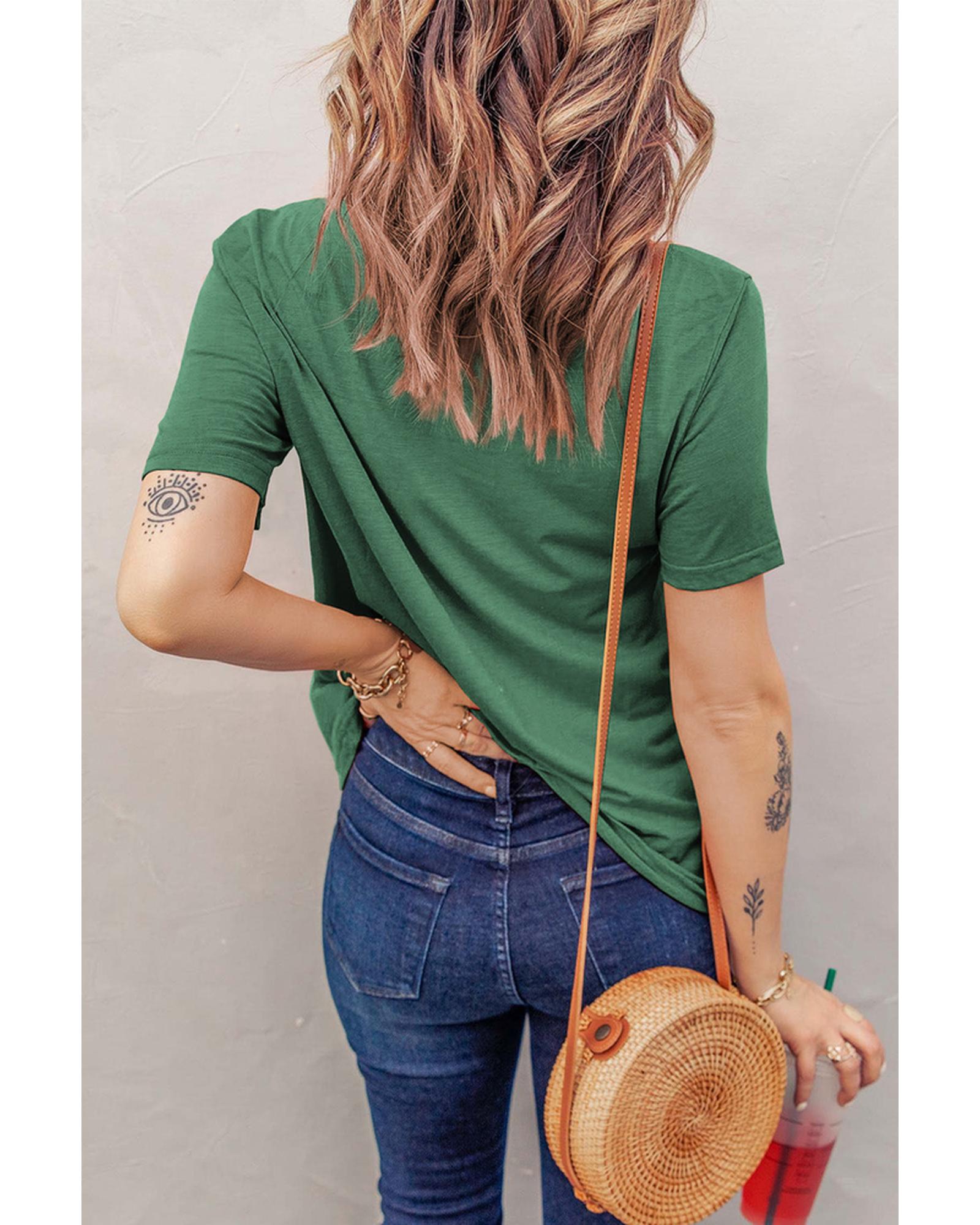 Azura Exchange Holes Crew Neck Cotton Mixed T-shirt - M