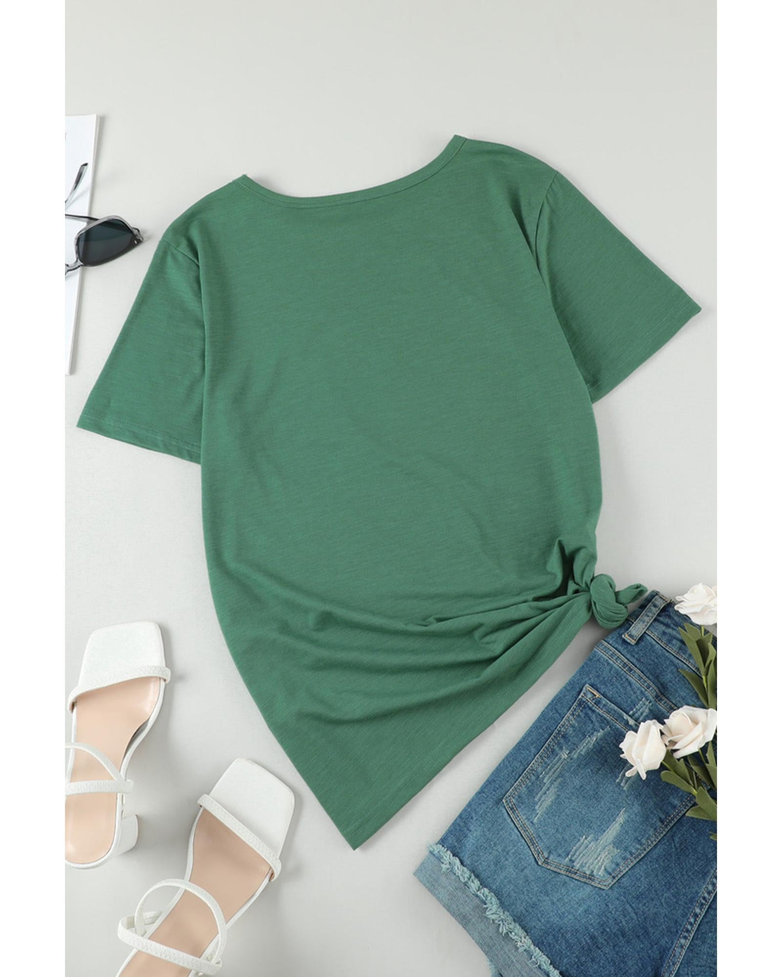 Azura Exchange Holes Crew Neck Cotton Mixed T-shirt - M