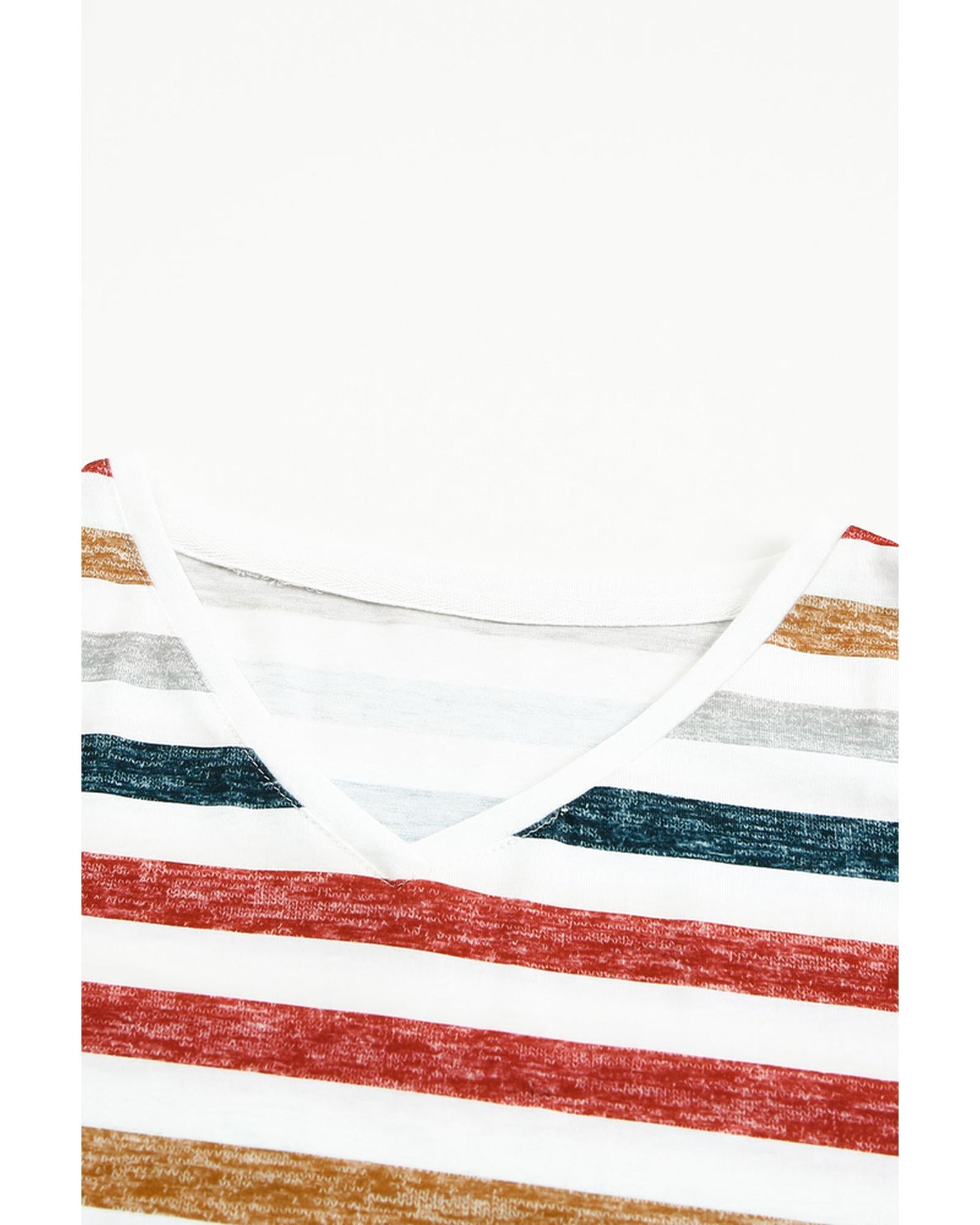 Azura Exchange Striped V Neck T-shirt - M