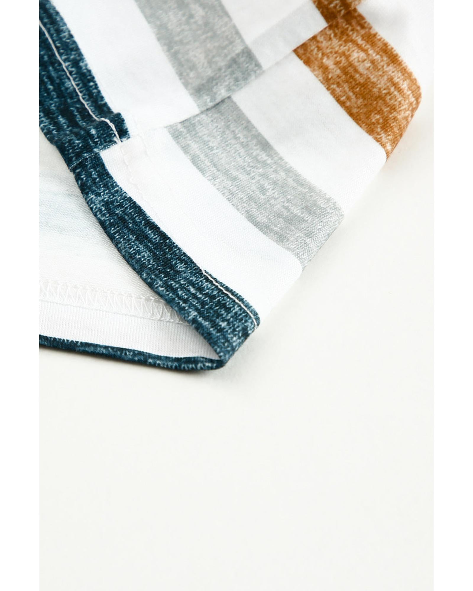 Azura Exchange Striped V Neck T-shirt - M