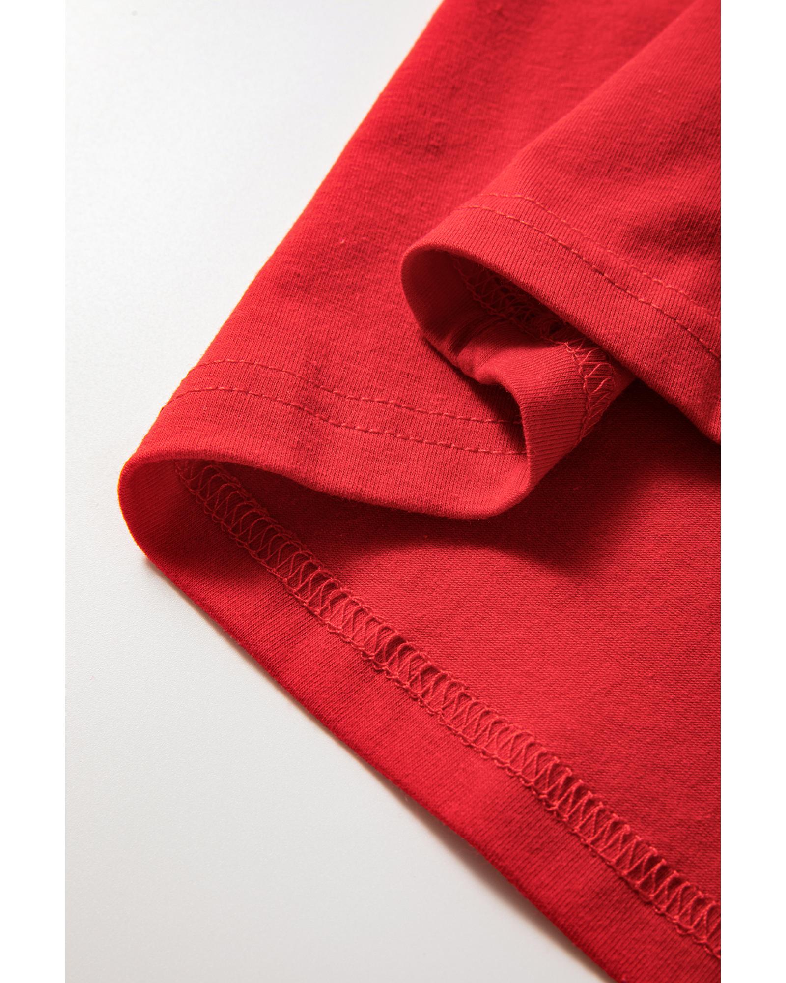 Red Christmas Tree Snowman Printed Crewneck T Shirt - L