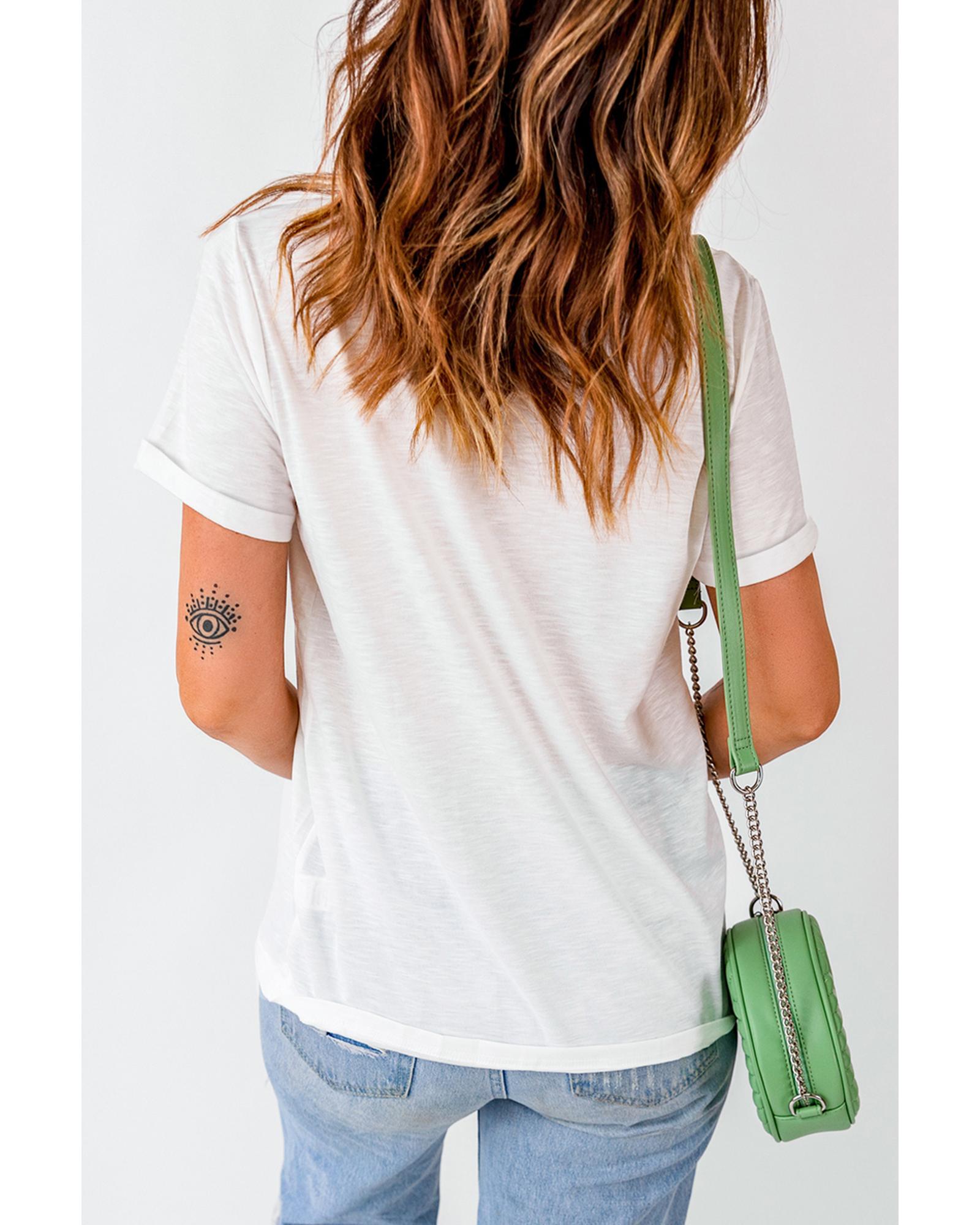 White Christmas Bowknot Graphic Cotton Blend T Shirt - XL