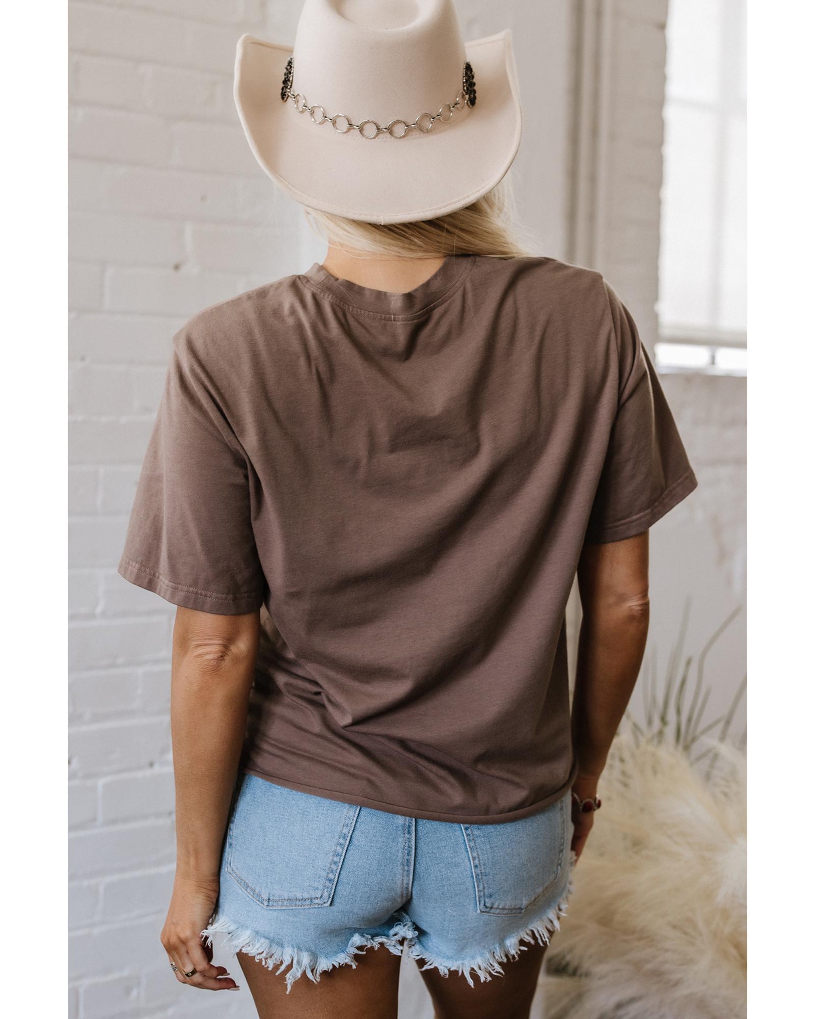 Chicory Coffee Honky Tonk Honey Graphic Crew Neck Western Fashion Tee - L