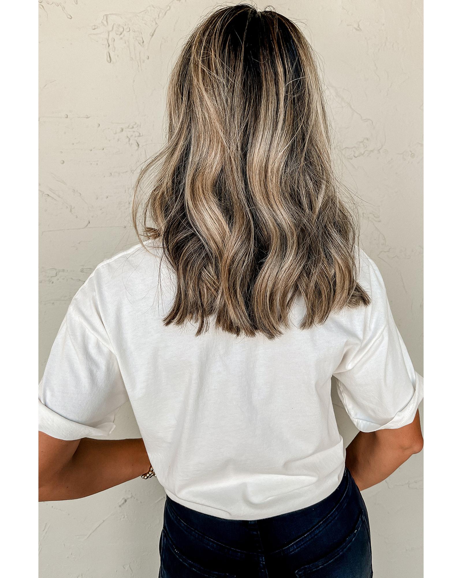 White Crawfish Bow Printed Summer T Shirt - M