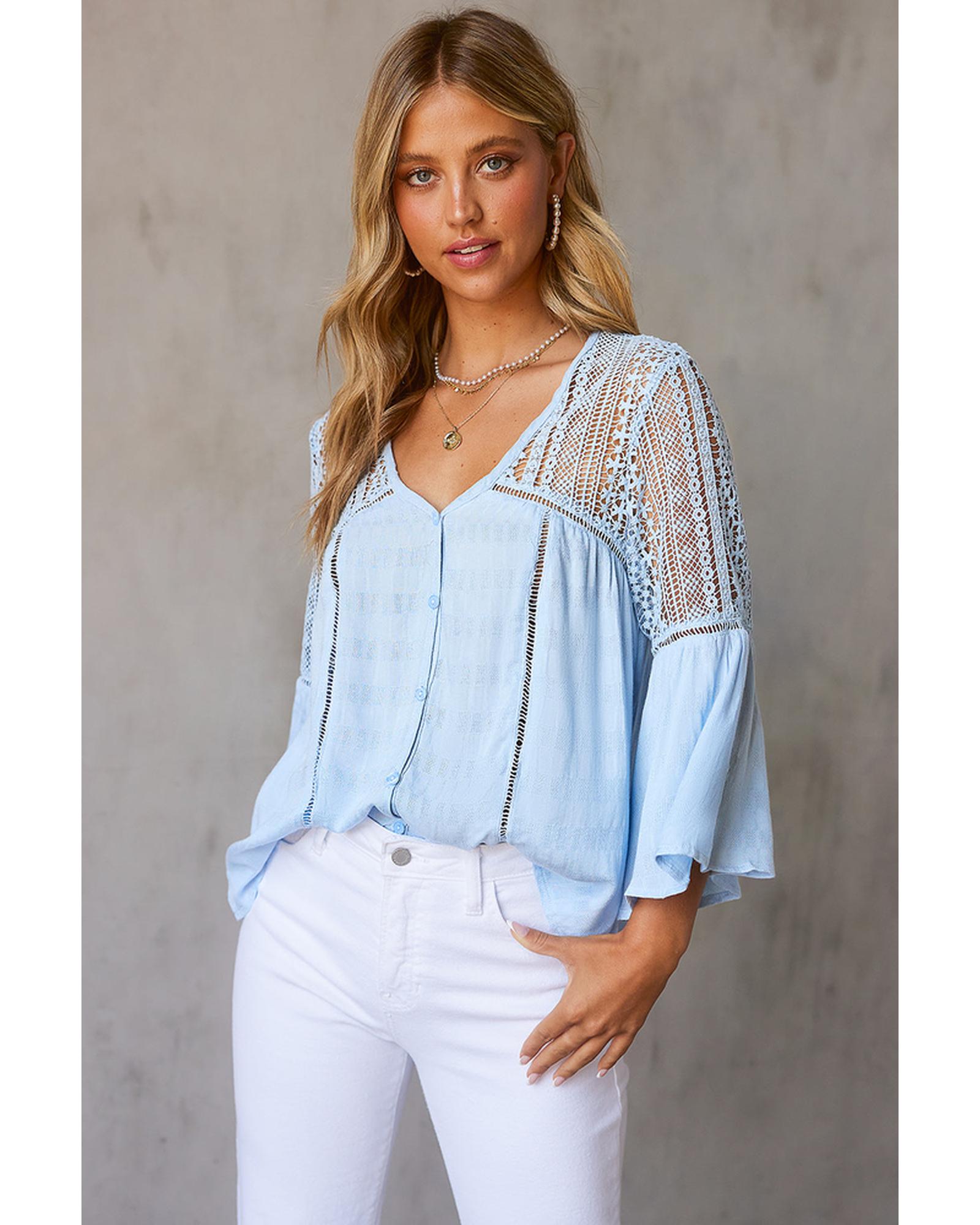 Azura Exchange Du Jour Crochet Blouse - L