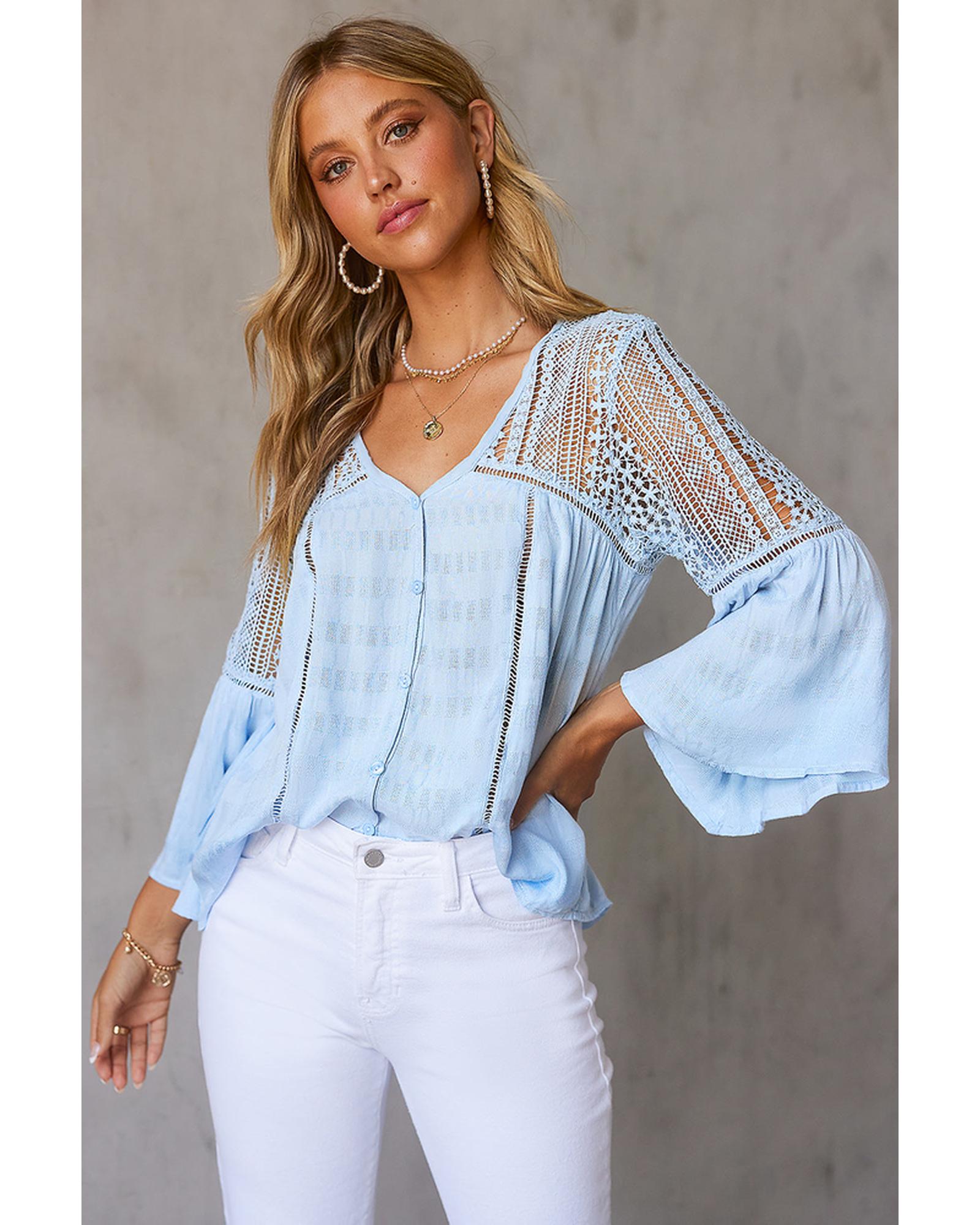 Azura Exchange Du Jour Crochet Blouse - L
