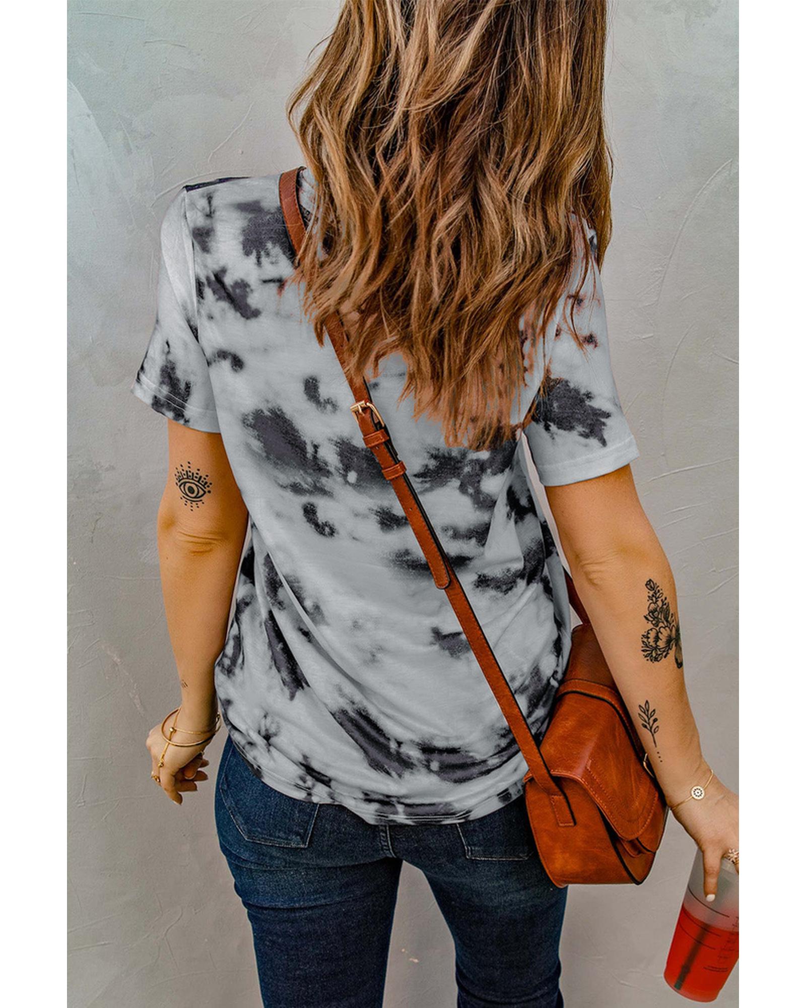 Azura Exchange V Neck Tie-dye T-shirt - L