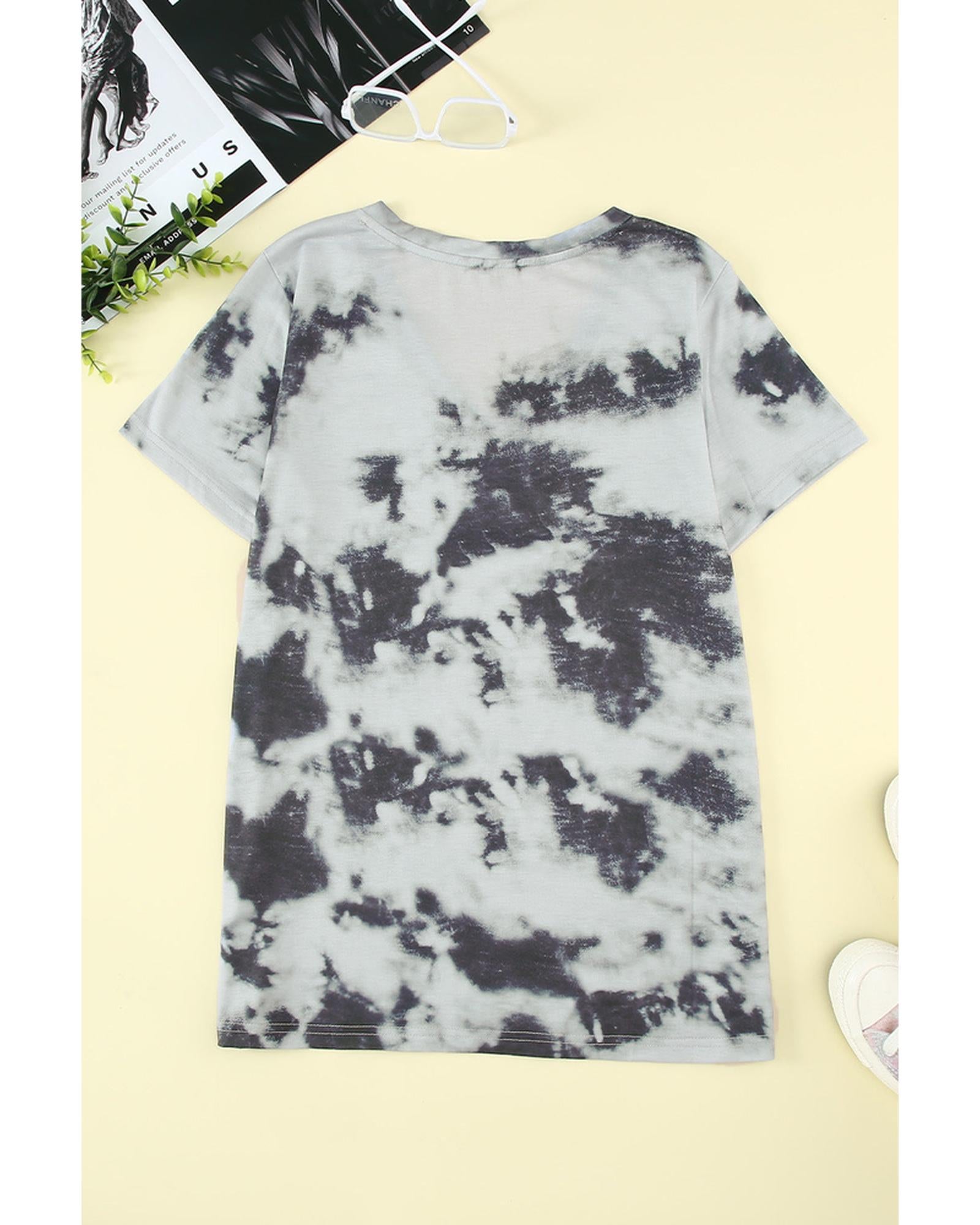 Azura Exchange V Neck Tie-dye T-shirt - L