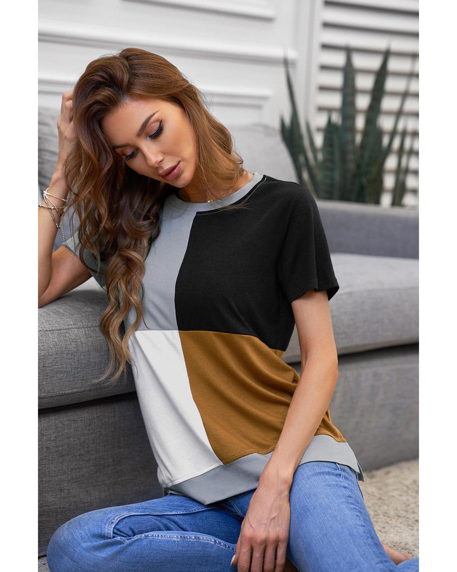 Azura Exchange Luxury Colorblock T-Shirt with Slits. - M