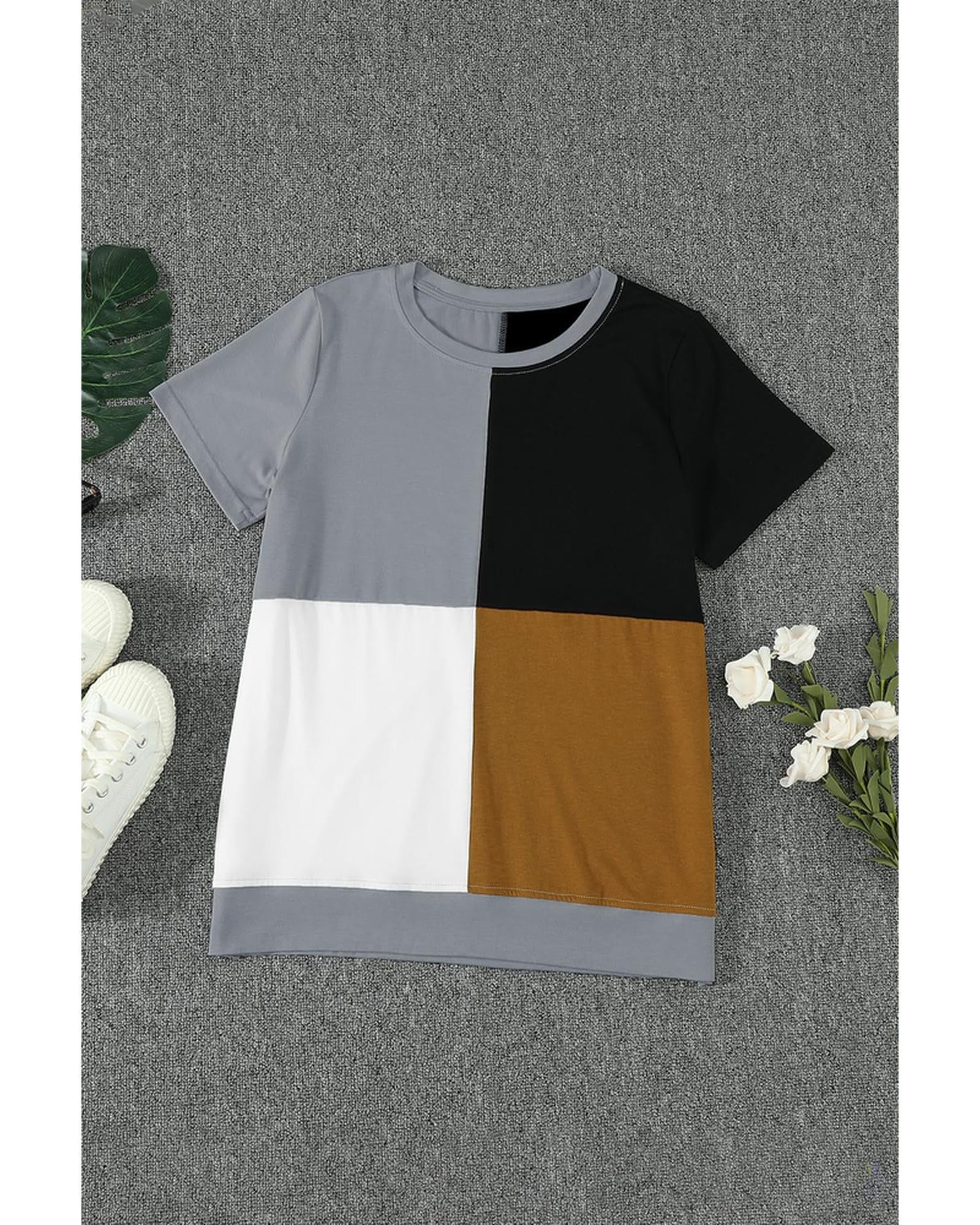 Azura Exchange Luxury Colorblock T-Shirt with Slits. - M