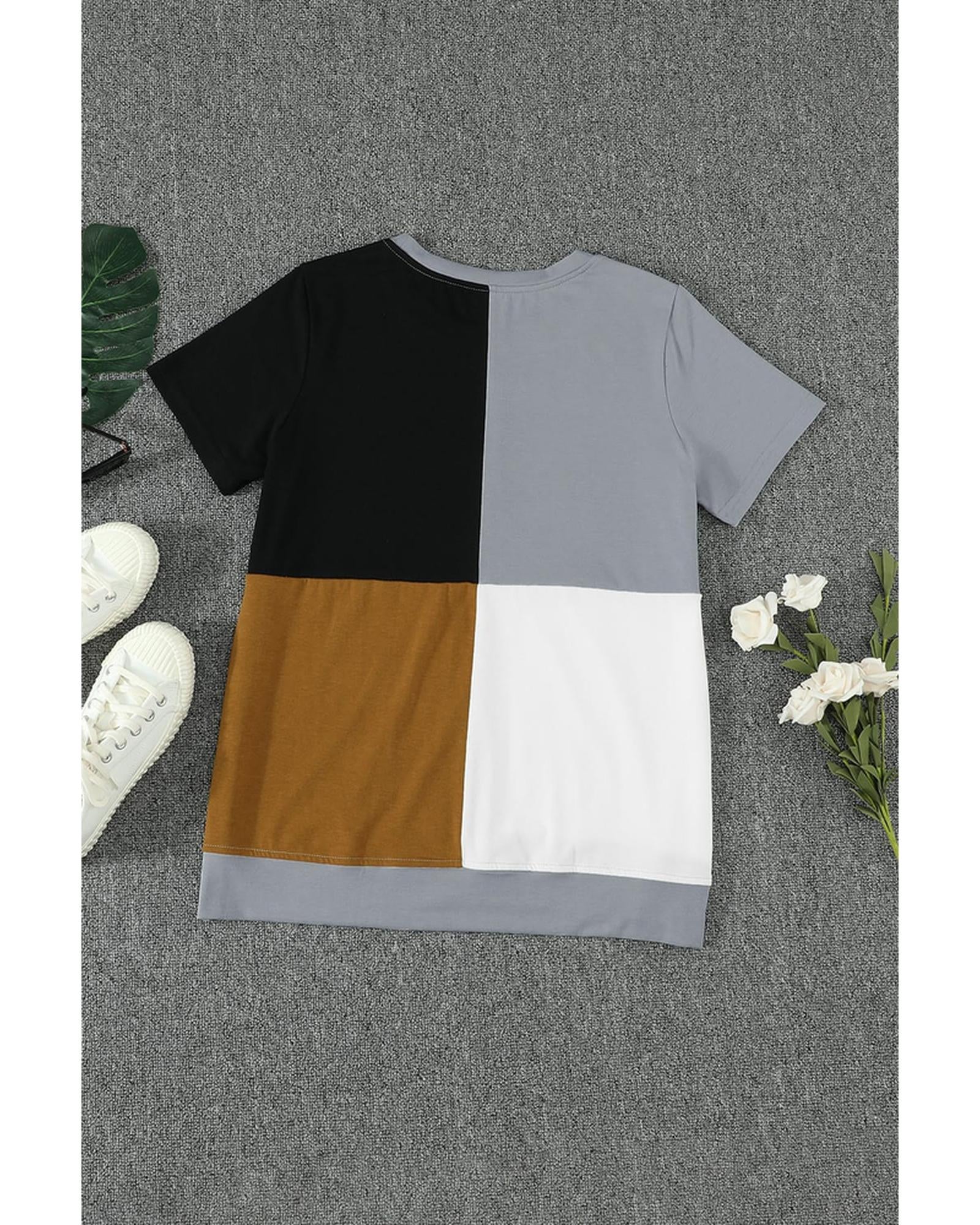 Azura Exchange Luxury Colorblock T-Shirt with Slits. - M