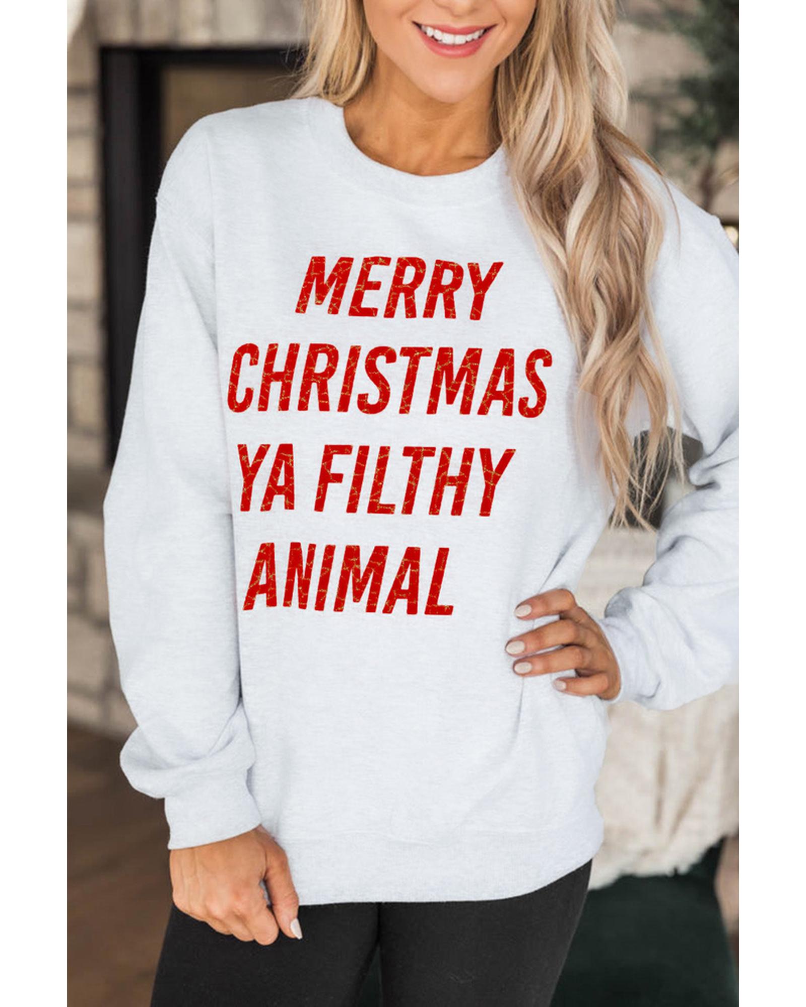 Azura Exchange Graphic Sweatshirt - Merry Christmas Ya Filthy Animal - M