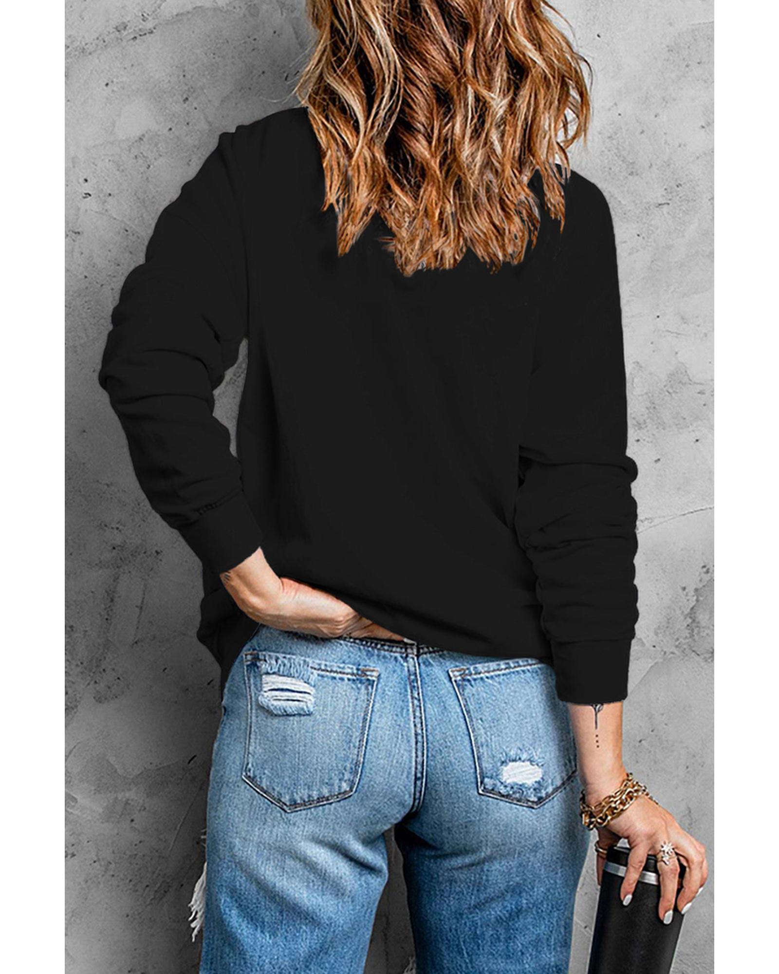 Azura Exchange Glitter Print Long Sleeve Pullover Sweatshirt - M