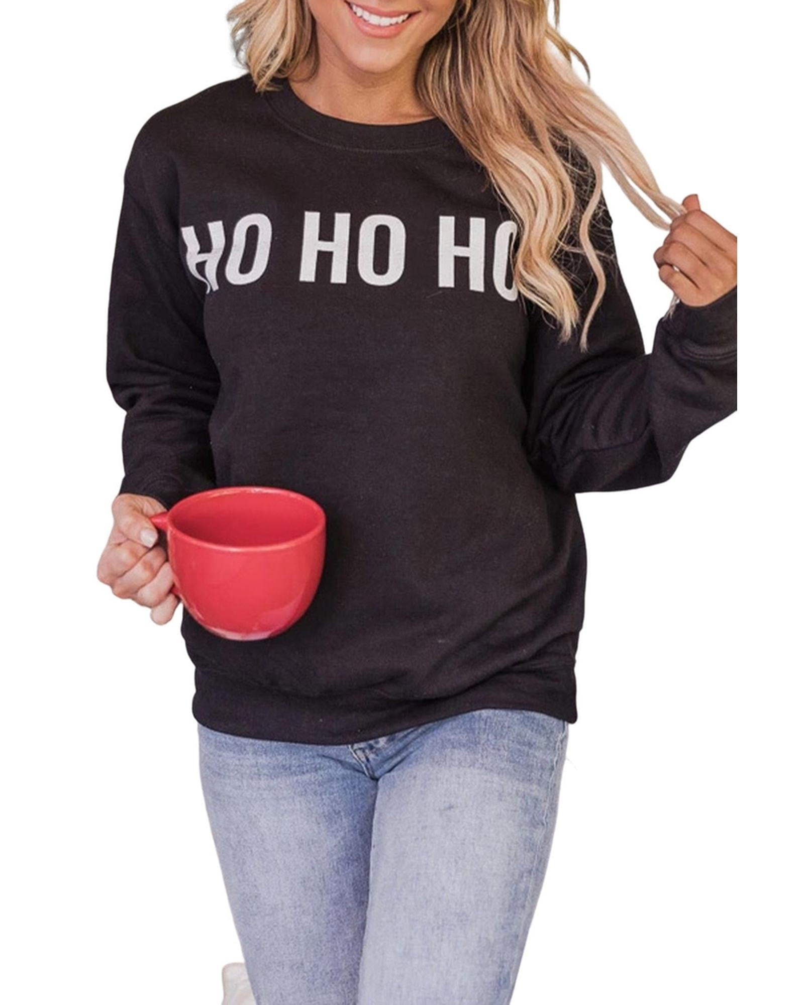 Azura Exchange Glitter Print Long Sleeve Pullover Sweatshirt - M