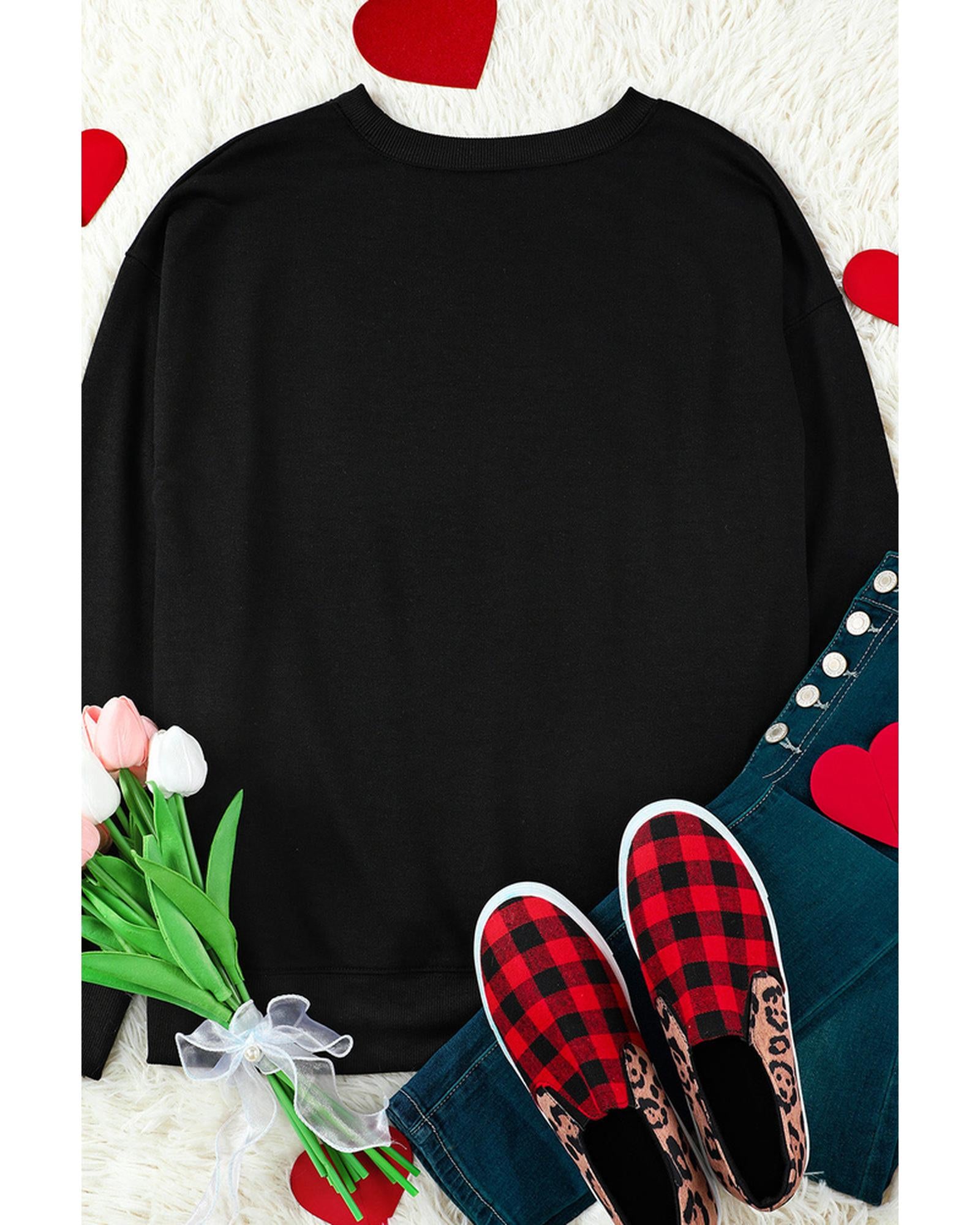Azura Exchange Lover Crew Neck Sweatshirt with Letter Print - M