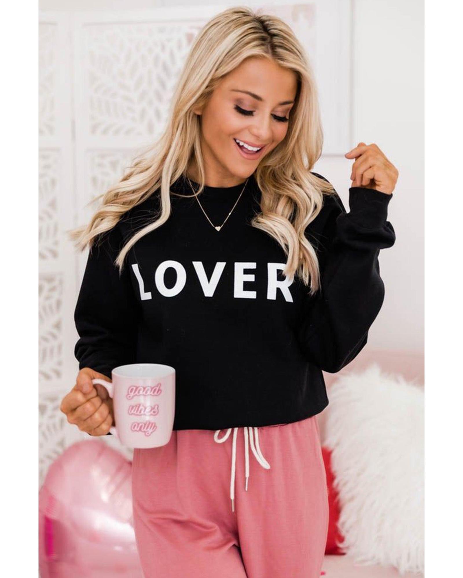 Azura Exchange Lover Crew Neck Sweatshirt with Letter Print - M
