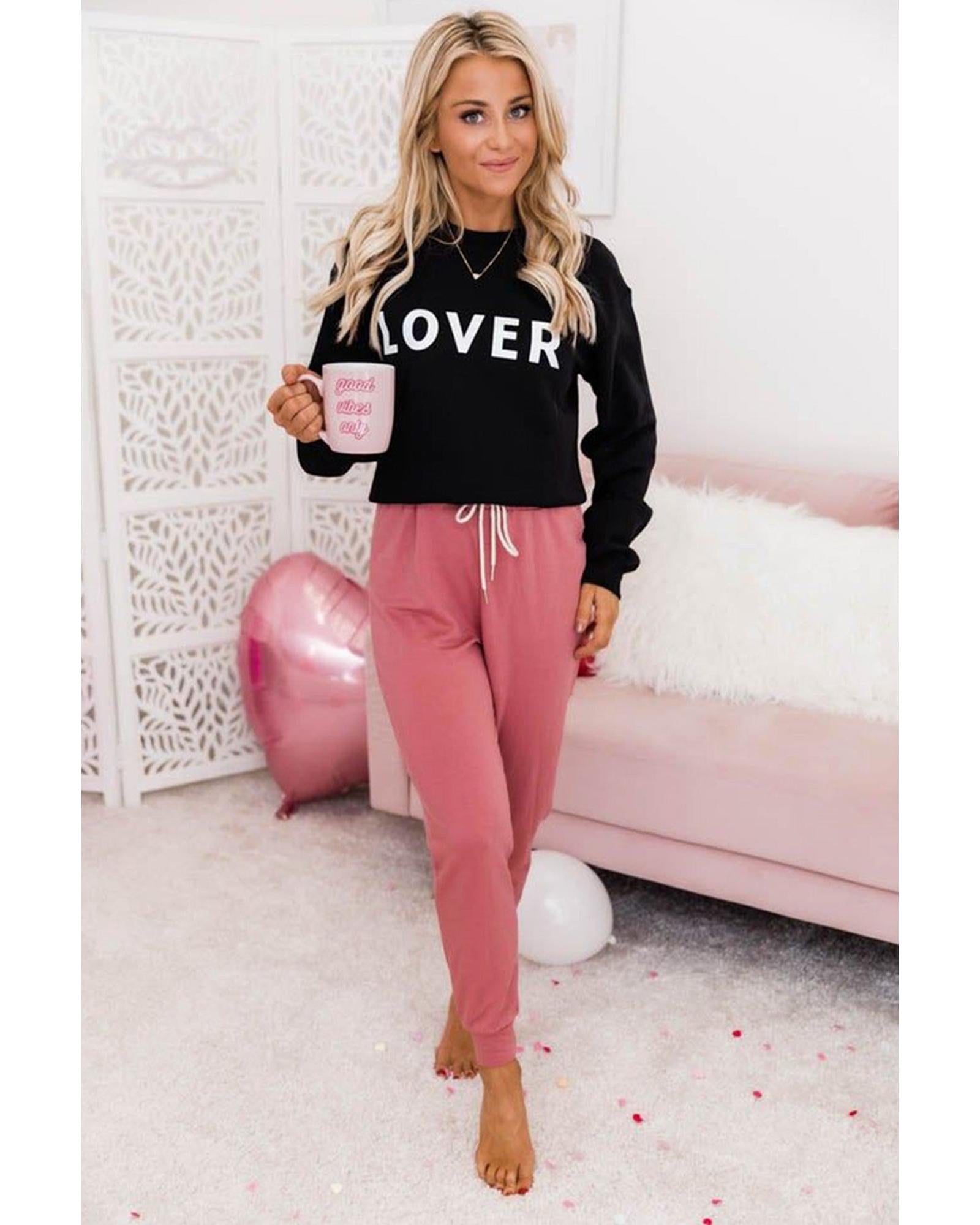 Azura Exchange Lover Crew Neck Sweatshirt with Letter Print - M