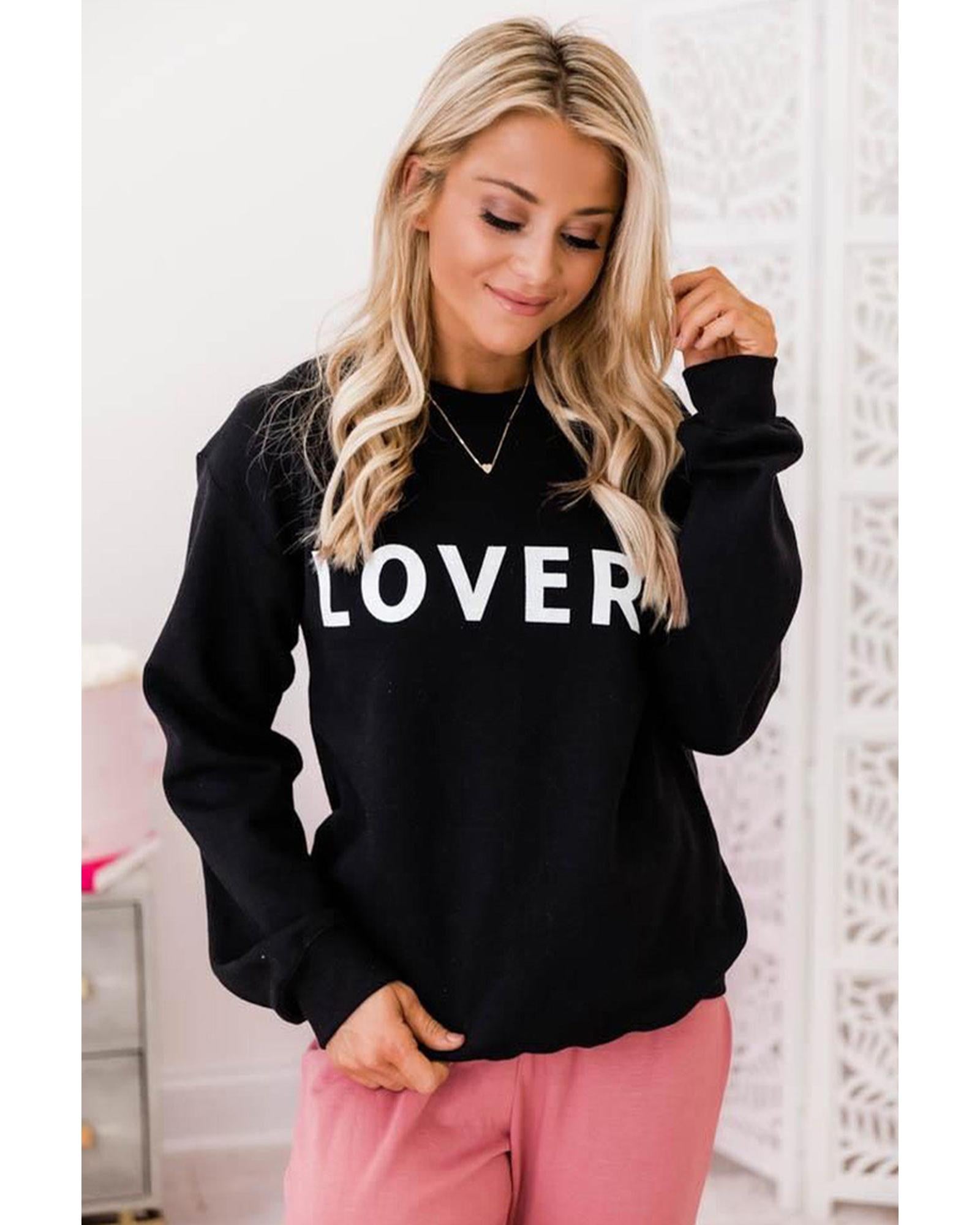 Azura Exchange Lover Crew Neck Sweatshirt with Letter Print - M
