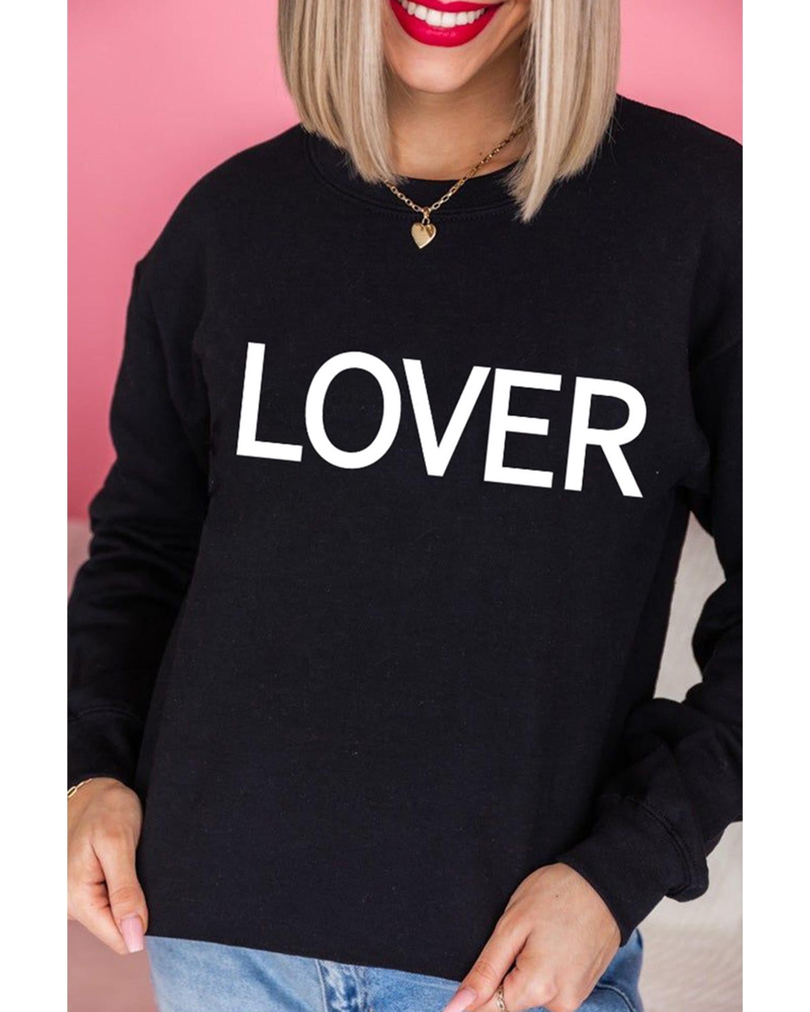 Azura Exchange Lover Crew Neck Sweatshirt with Letter Print - M