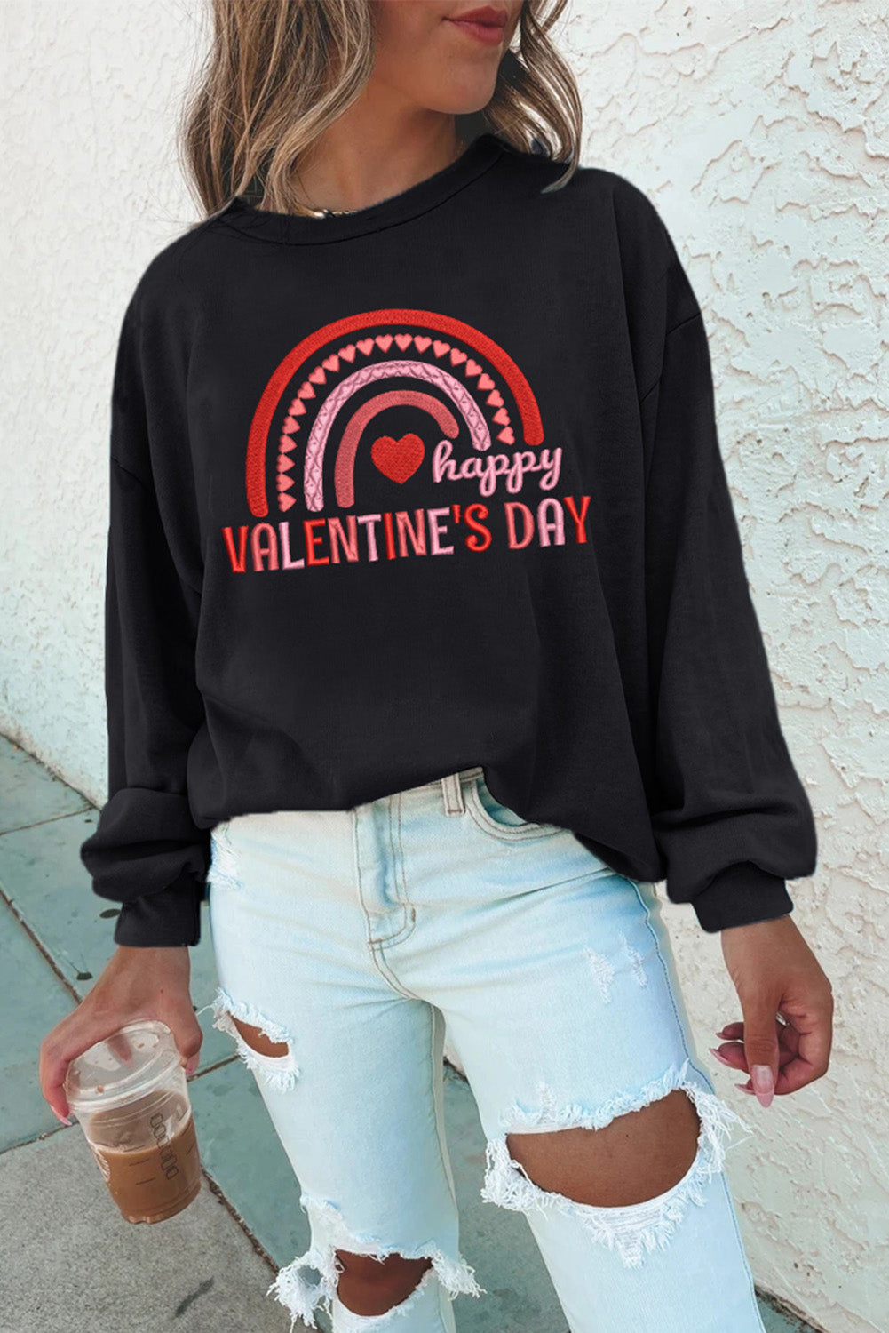 Azura Exchange Graphic Embroidered Sweatshirt - L