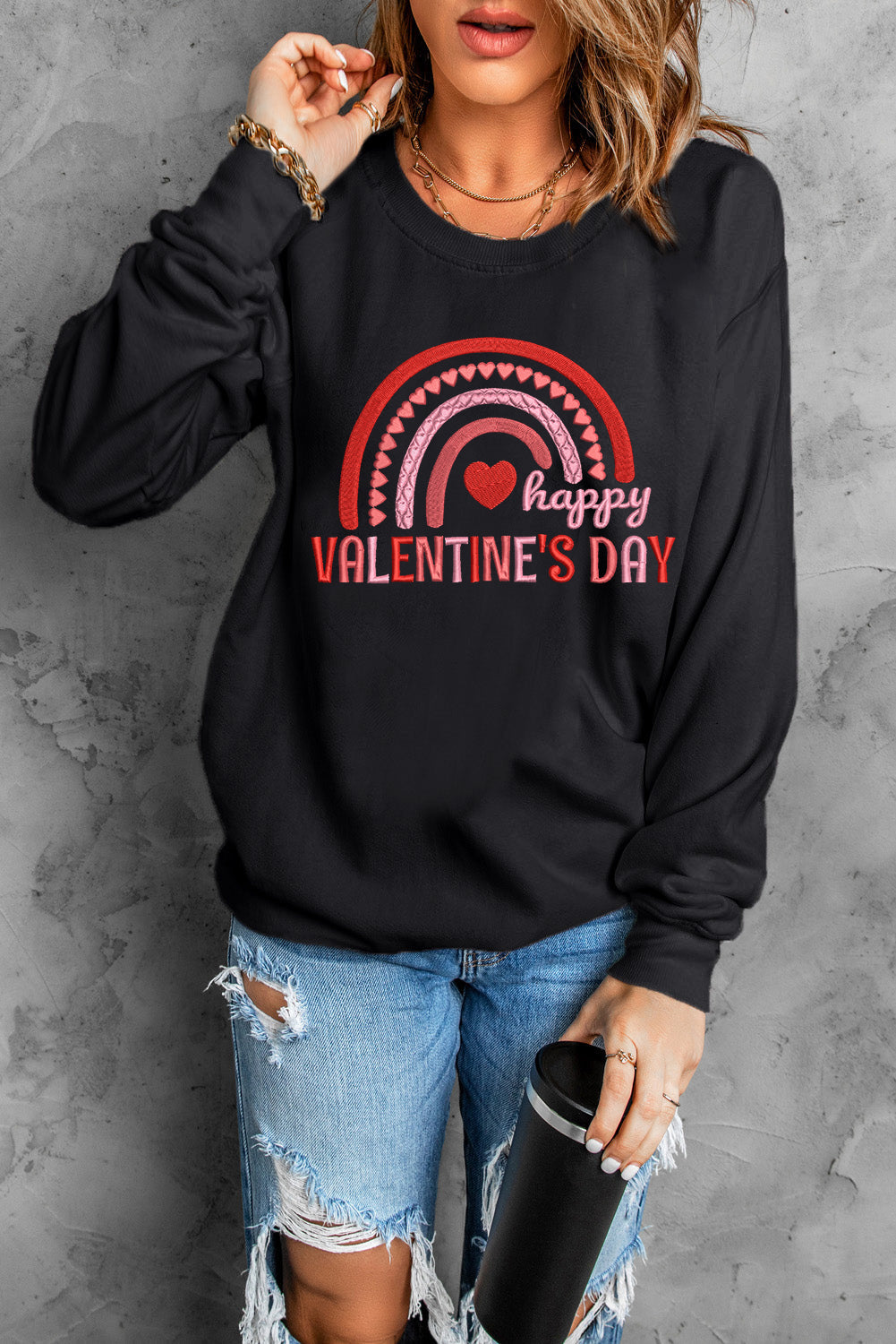 Azura Exchange Graphic Embroidered Sweatshirt - L