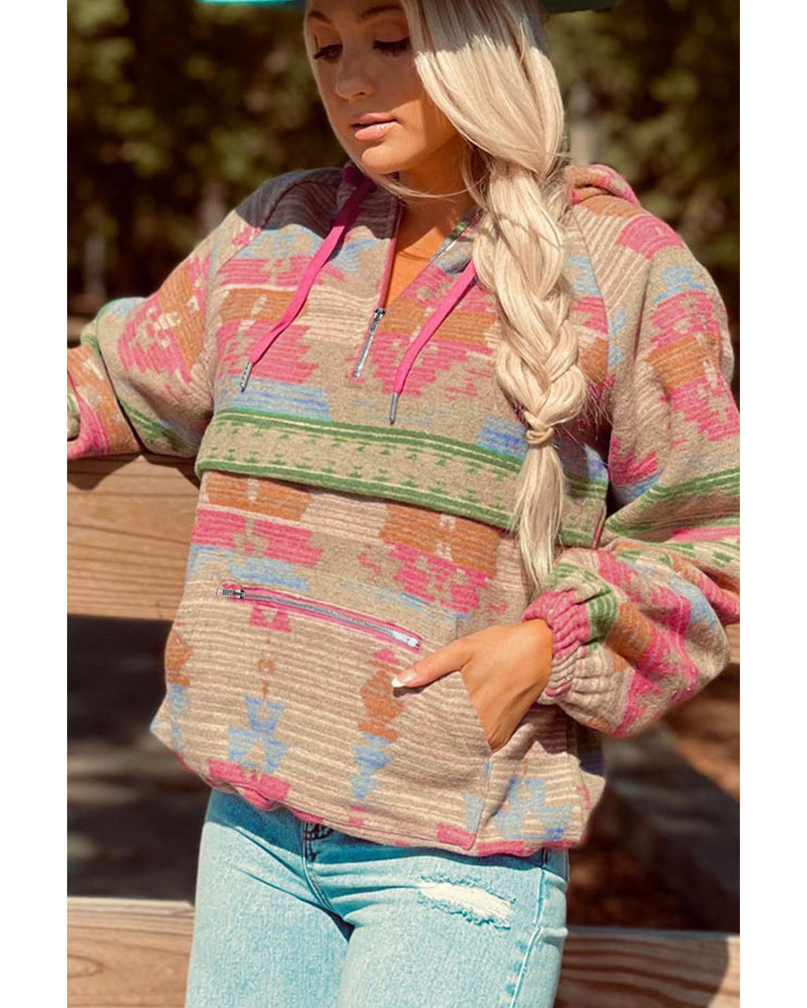 Azura Exchange Printed Kangaroo Pocket Zipped Hoodie - L
