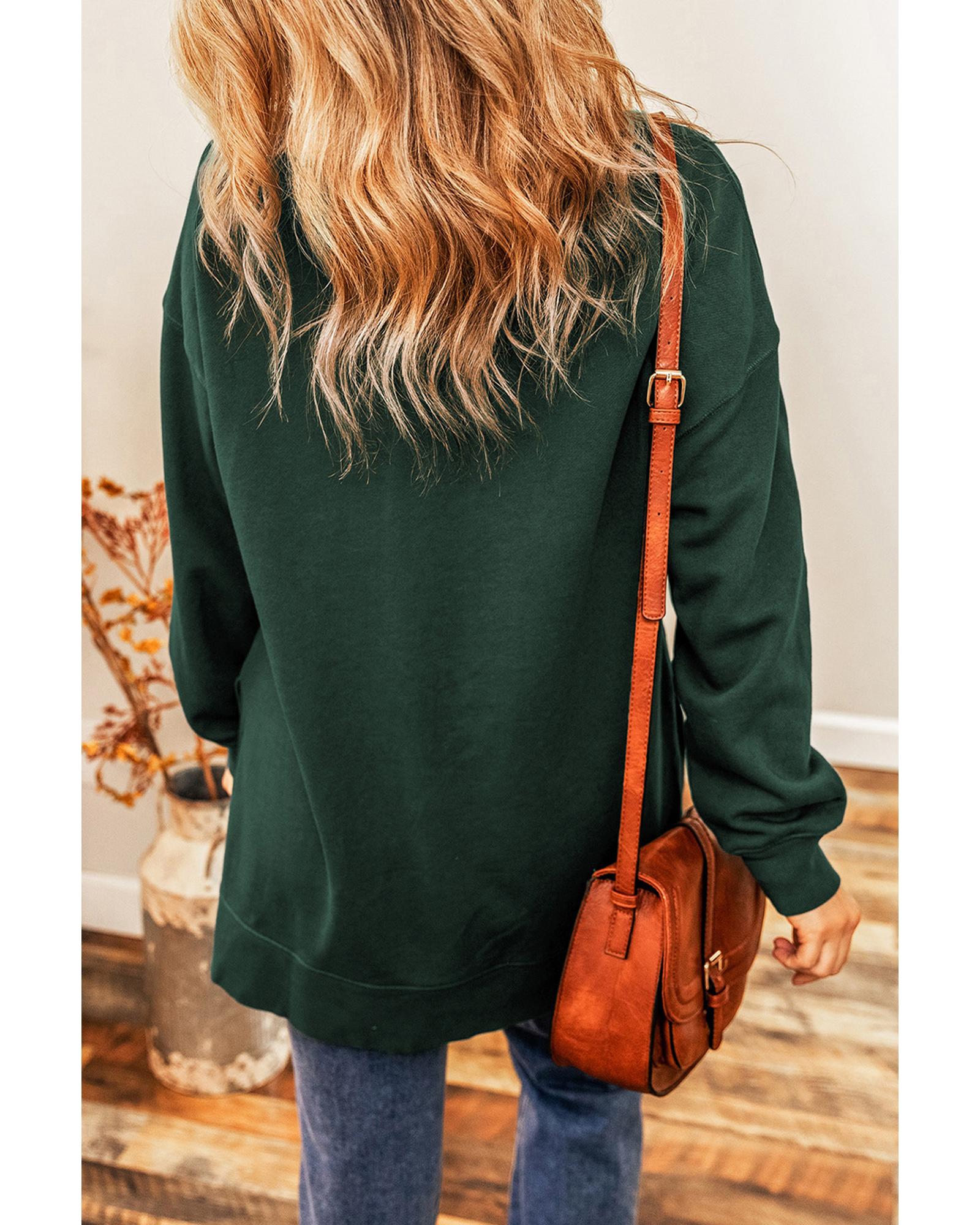 Duffel Green Christmas Cane Pattern Crewneck Oversized Sweatshirt - M