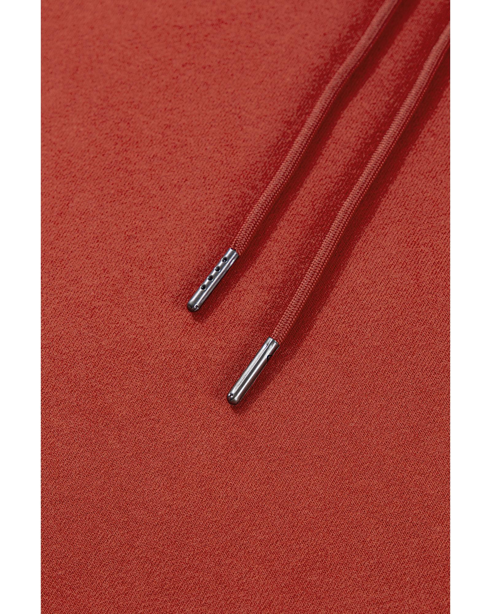 Red Clay Drop Shoulder Pocketed Baggy Drawstring Hoodie - 2XL