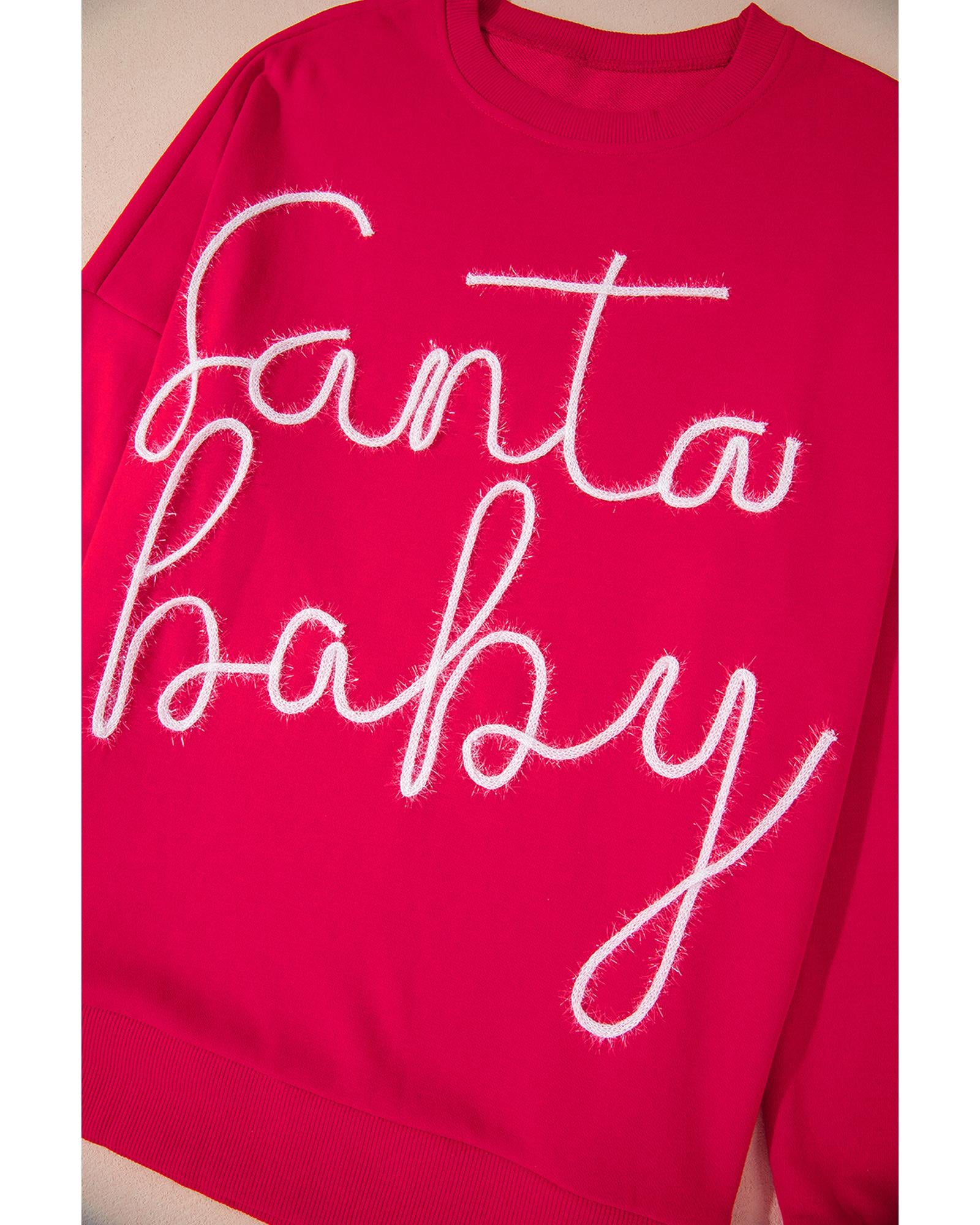 Fiery Red Christmas Santa Baby Tinsel Graphic Sweatshirt - S